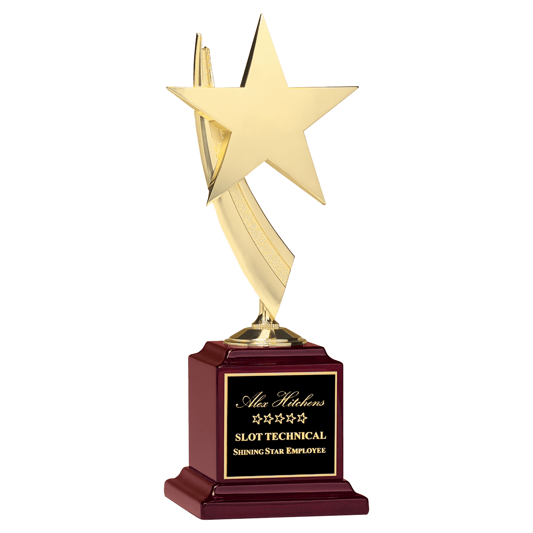Star Casting in Gold Finish on Rosewood Piano Finish Base