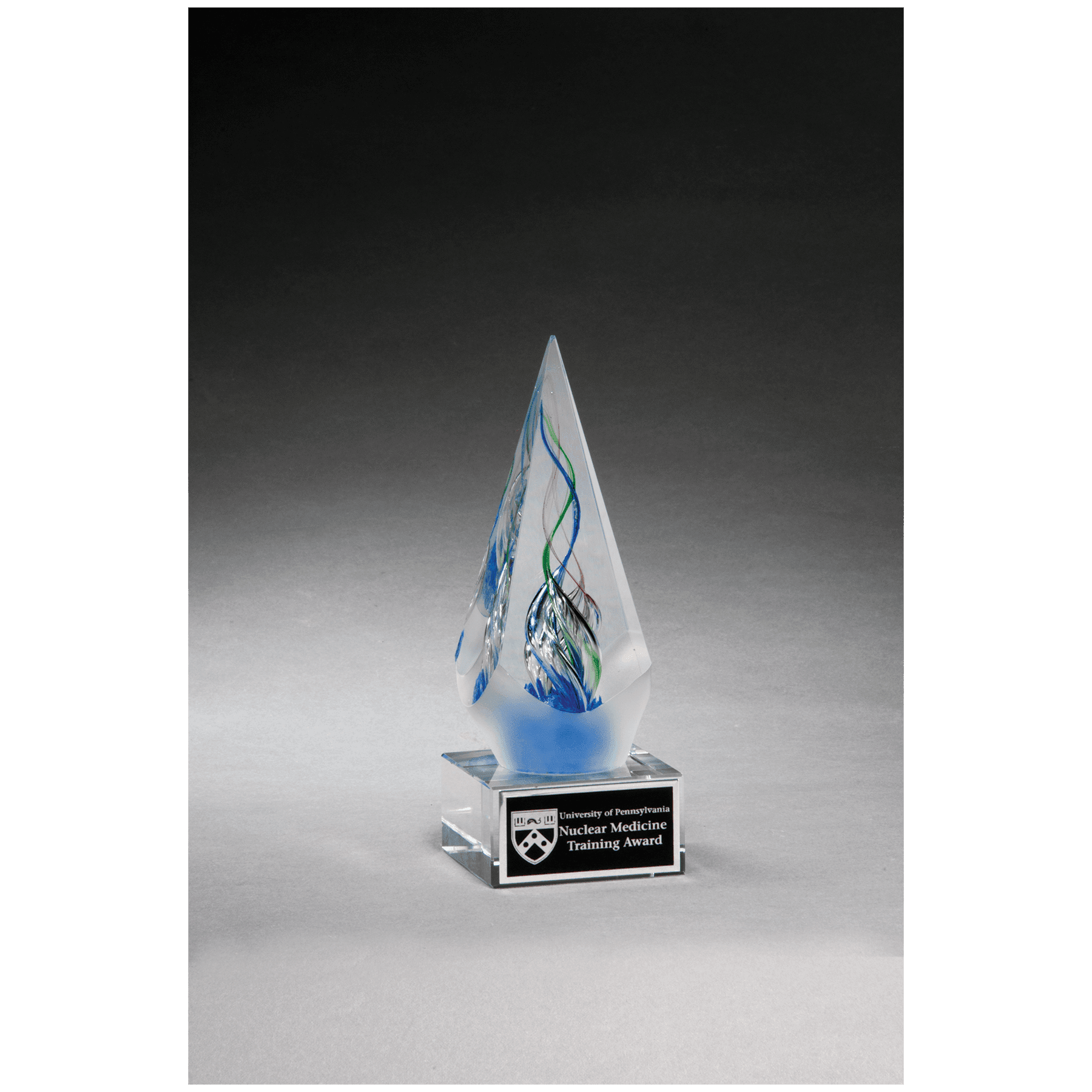7.1" Frosted Glass Accent Arrow Art Glass on Clear Base