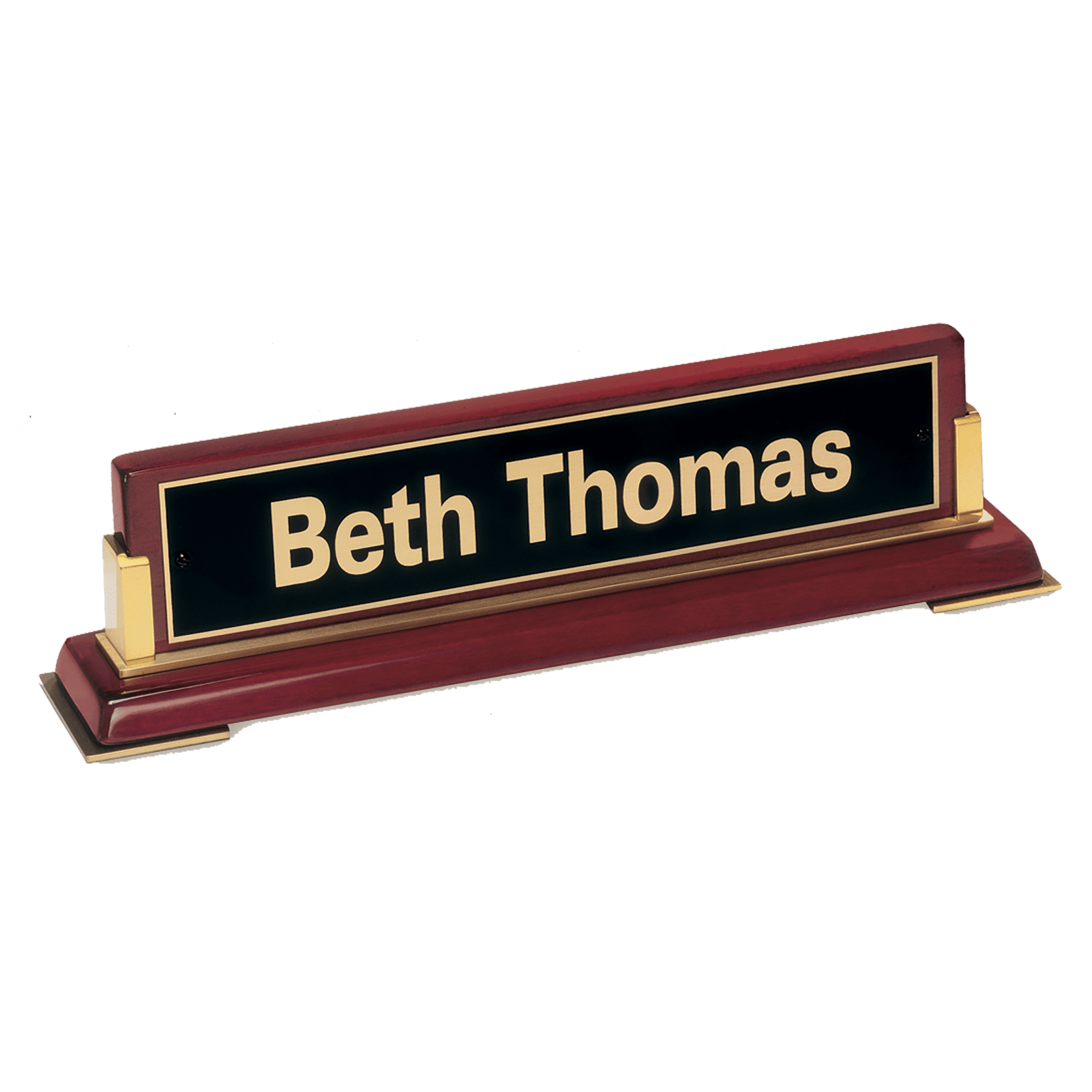 10.6" Rosewood Piano Finish Nameplate and Gold Metal Accents