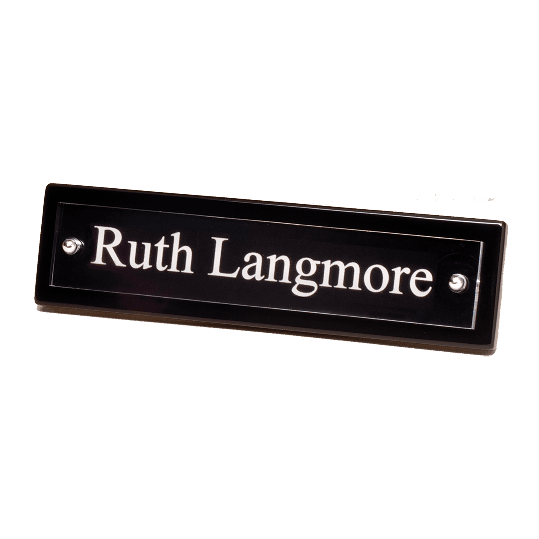 9.25" Black Piano Finish Nameplate w/Acrylic Plate, 2 Posts