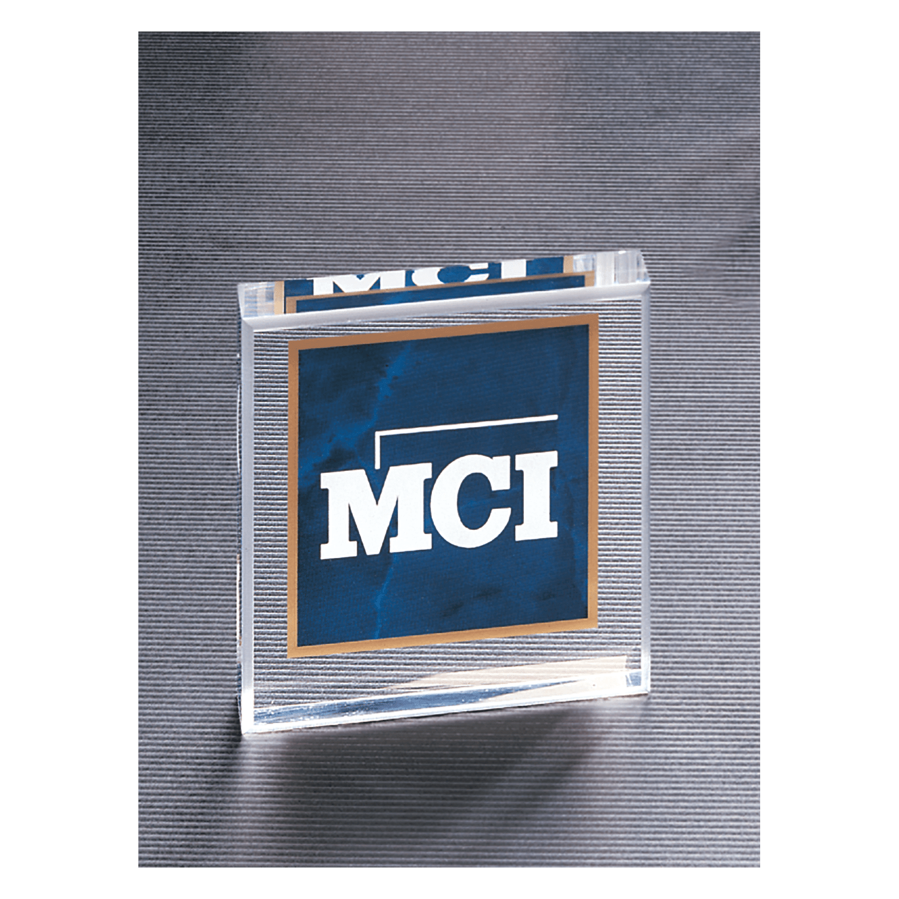 3.75 x 3.75" Sapphire Marble Design Acrylic Paperweight
