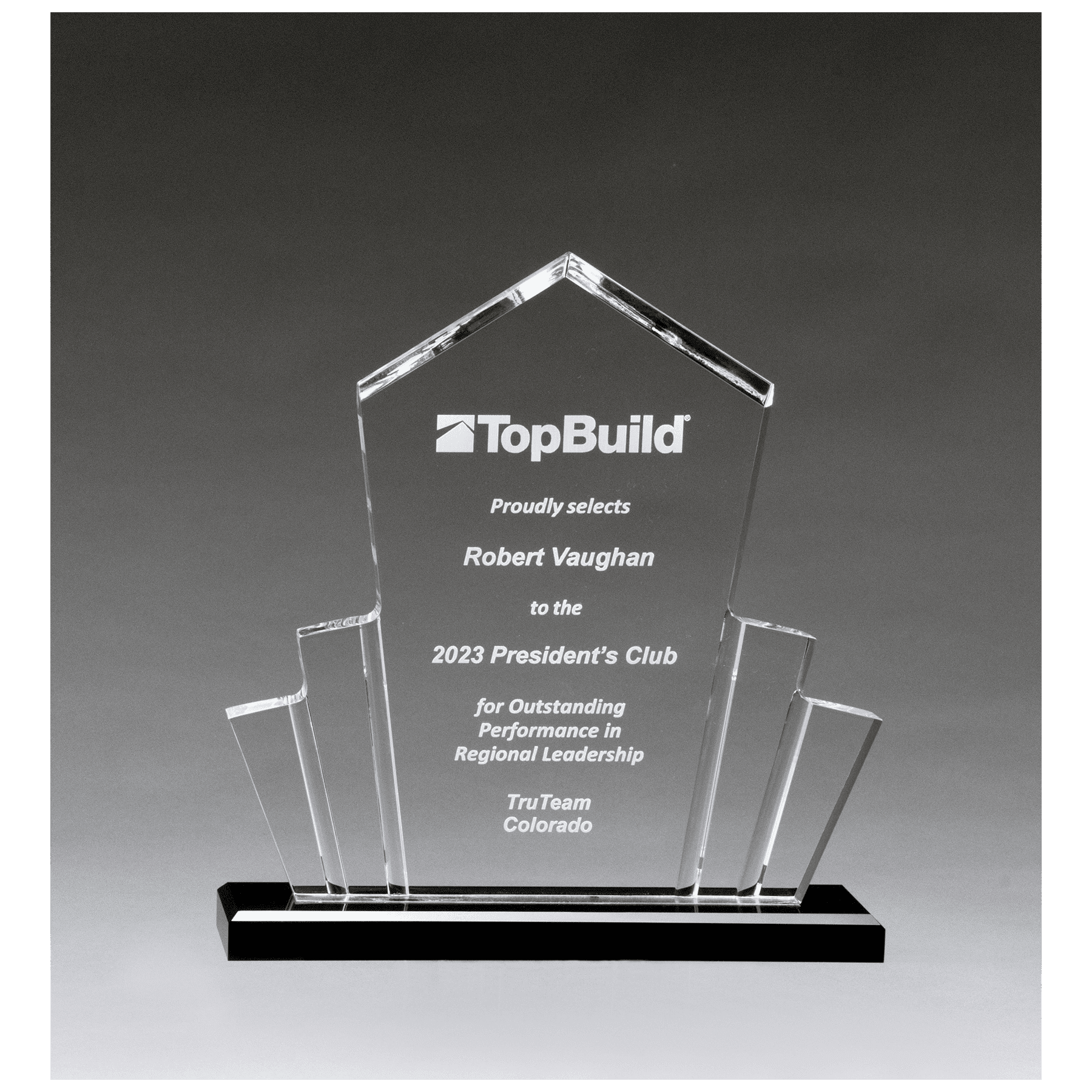 10.75" Large Tower Spotlight Acrylic w/Black Acrylic Base.