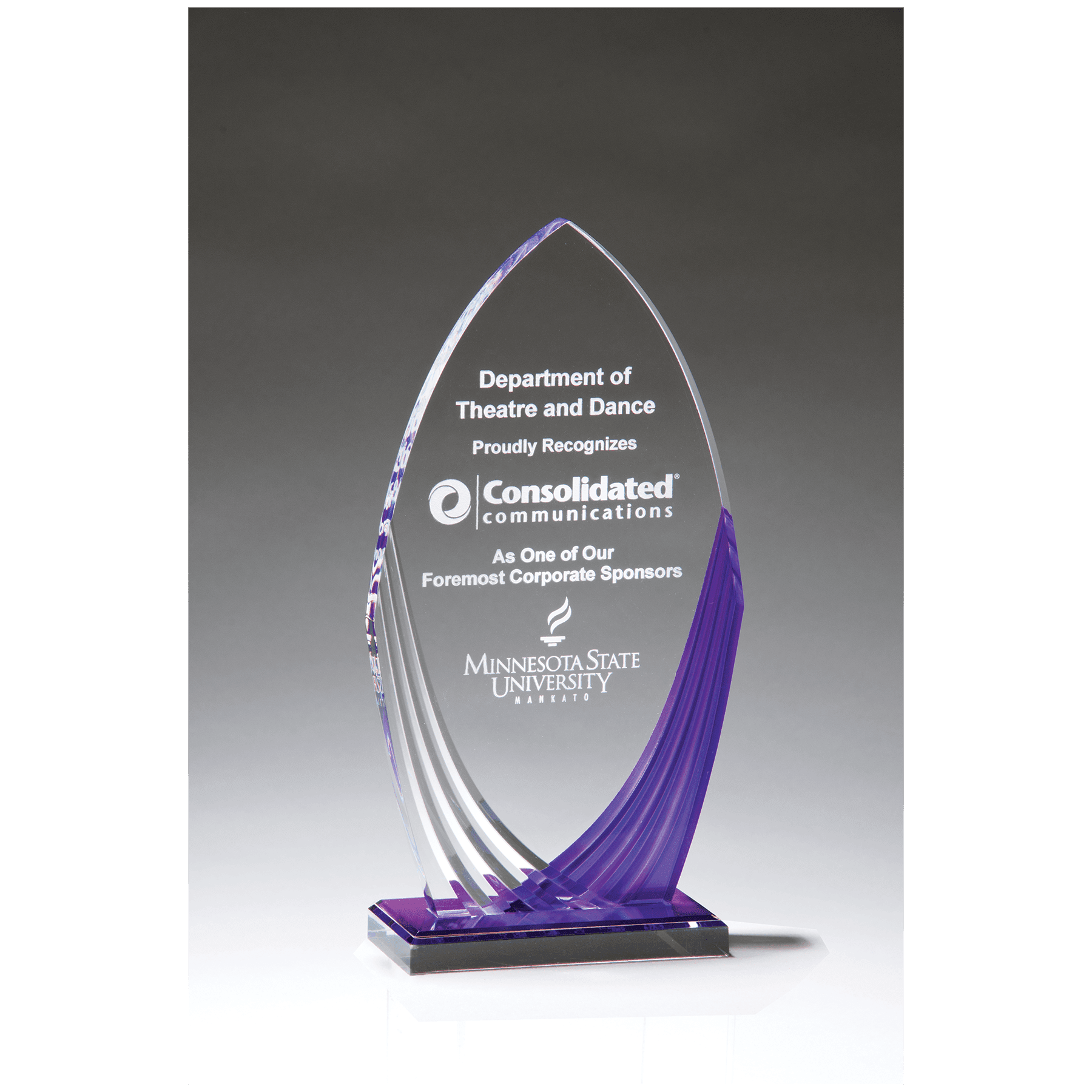 9.75" Acrylic w/Printed Violet Accent and Violet Mirror Base