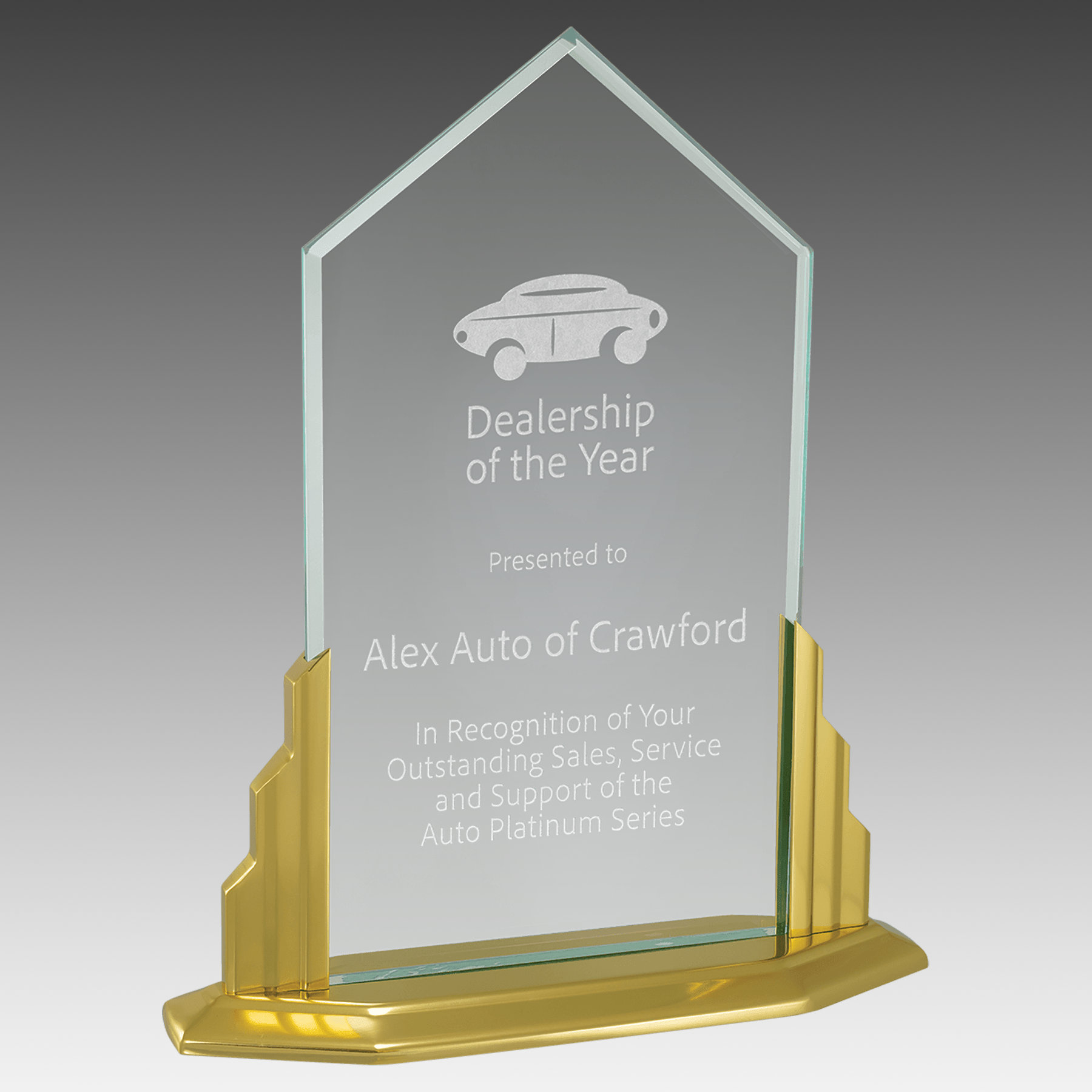 Peak Jade Acrylic Award with Aluminum Base - AAJ11
