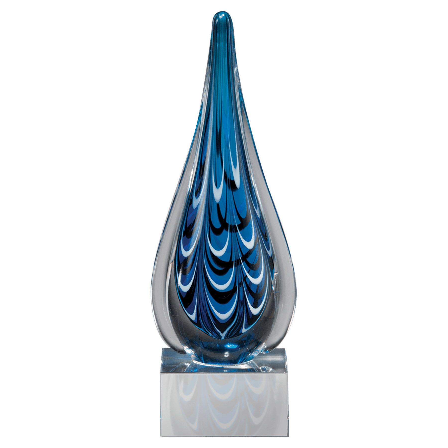 Blue and Black Teardrop Art Glass on Base - AGAR88