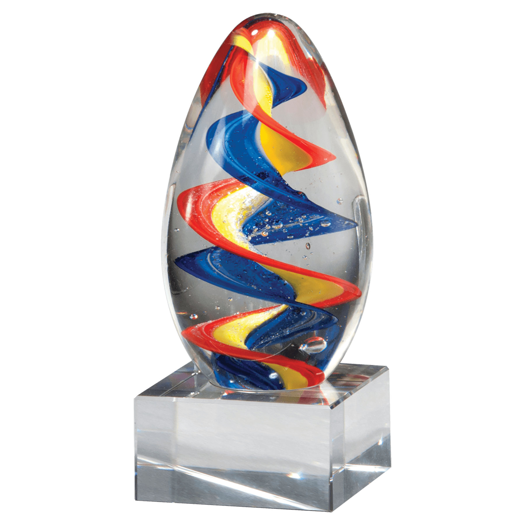 Colorful Egg Shaped Art Glass on Base - AGAR89