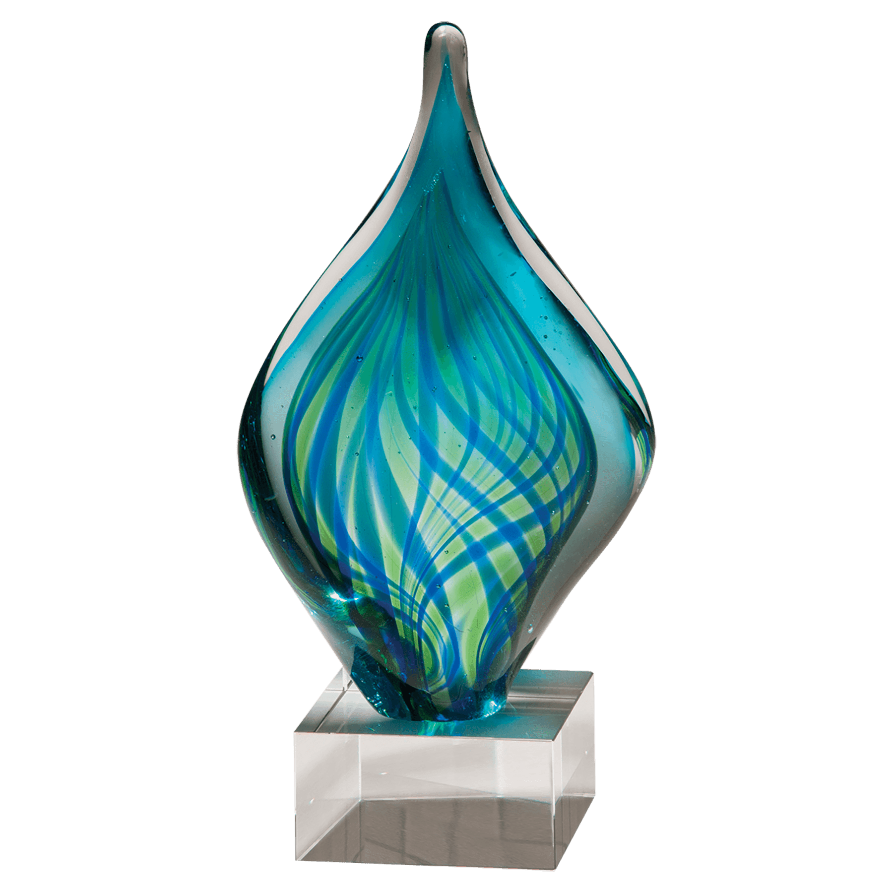 Blue and Green Twist Art Glass on Base - AGAR96