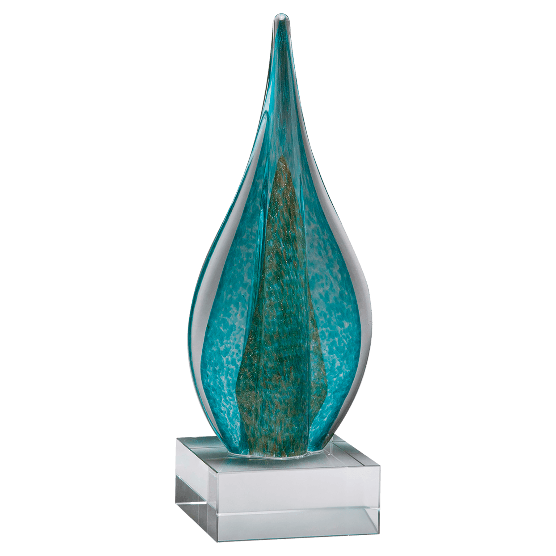 Teal/Green Teardrop with Gold Metallic Accent on Base - AGAR106