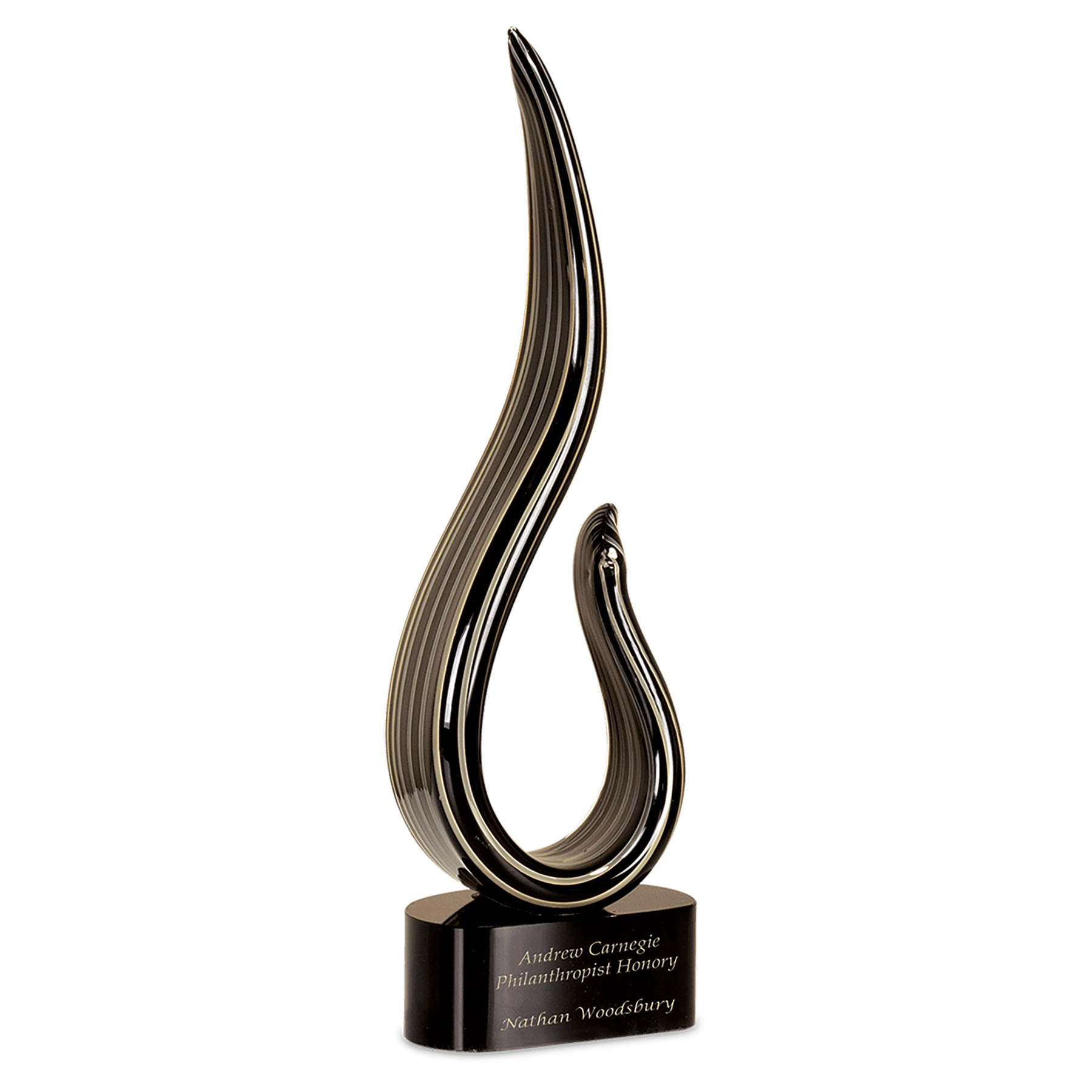 15" Black & Gold Curve Art Glass