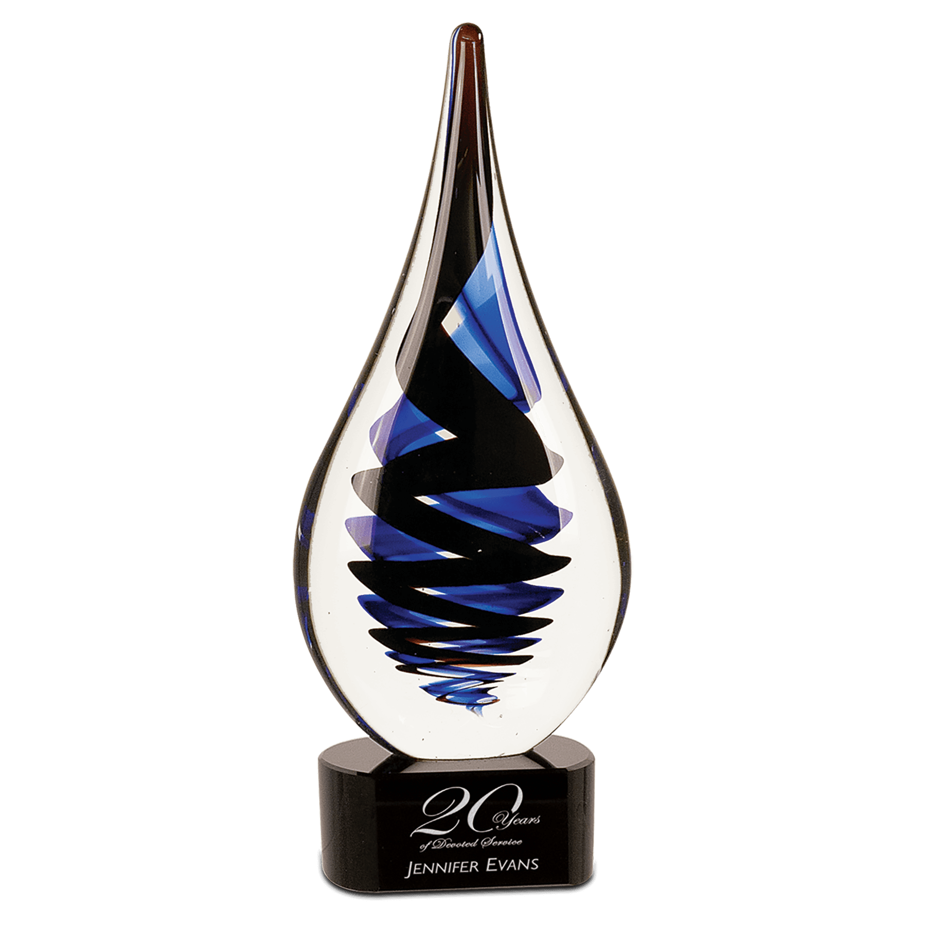 11.25" Black Twist Raindrop Art Glass