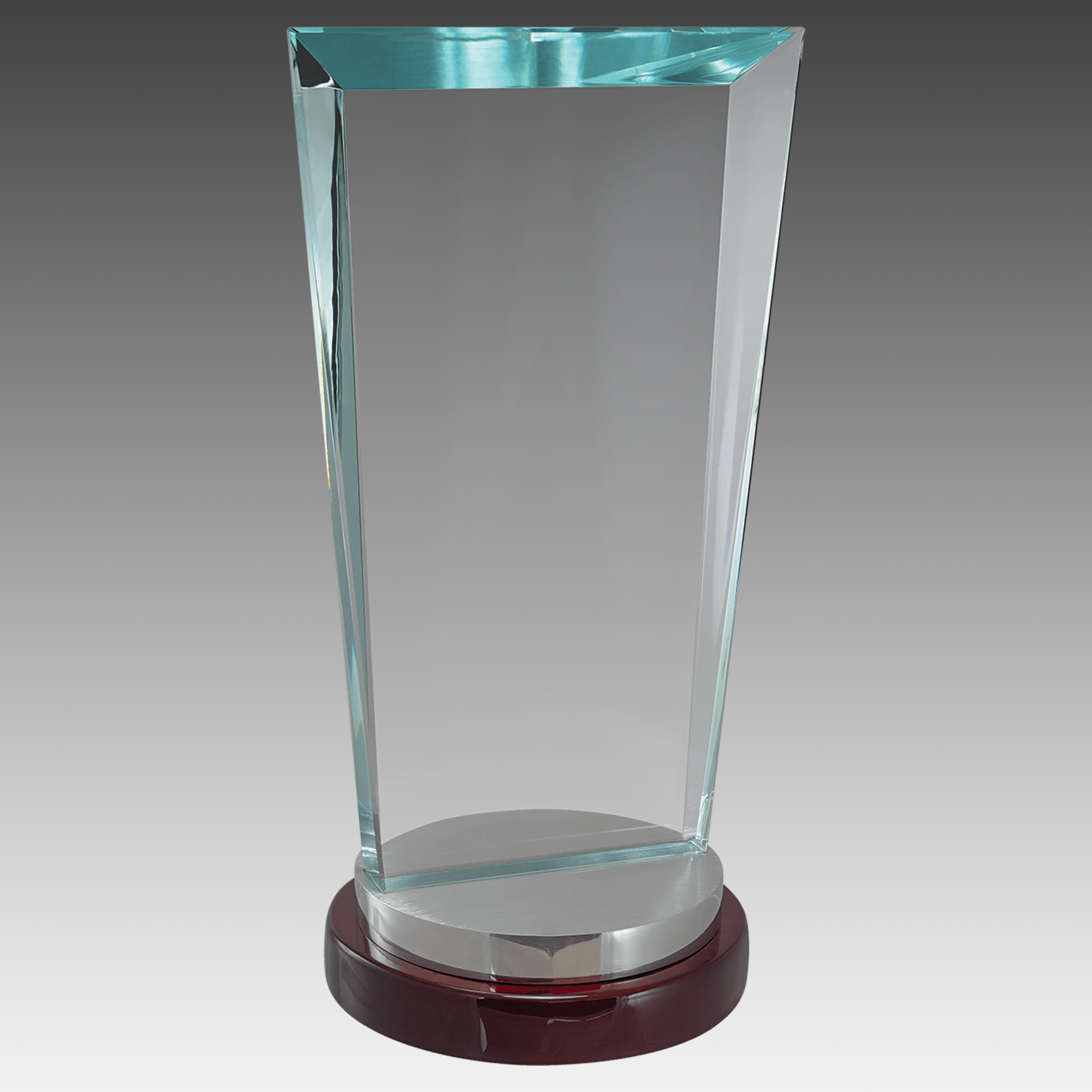 Premium Sapphire Glass Award w/Rosewood and Aluminum Base - AGT09