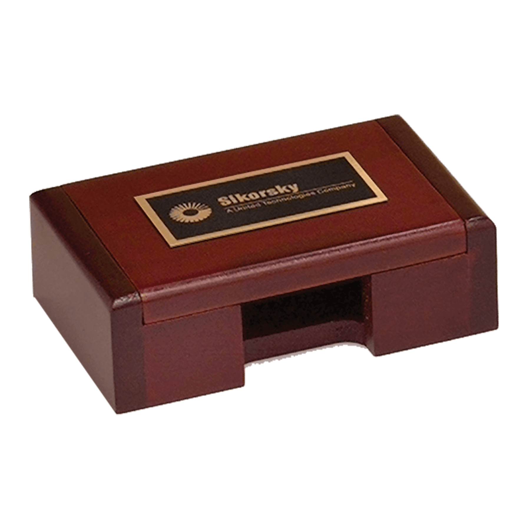 4.4" x 2.875" Rosewood Finish Business Card Box