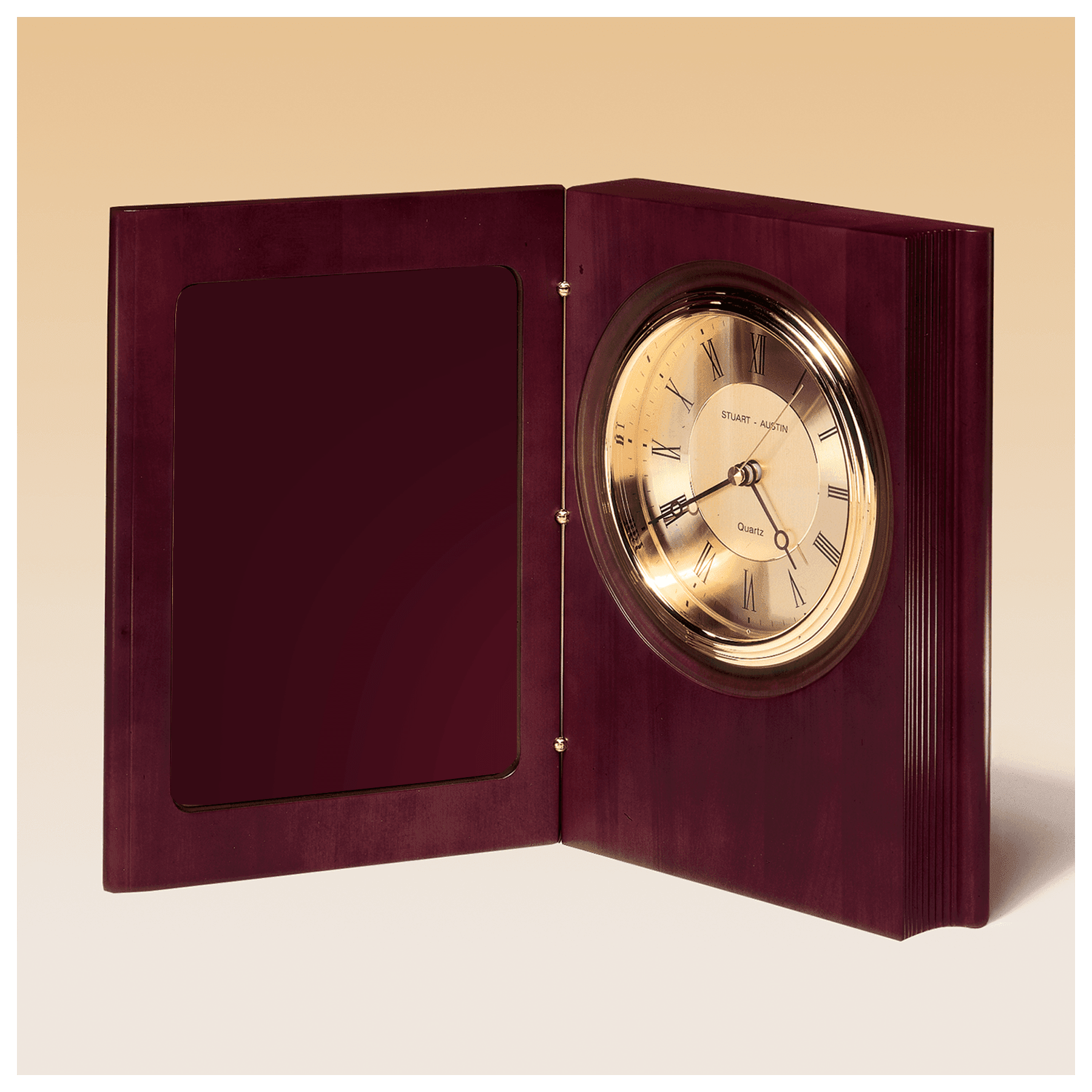 Hand Rubbed Mahogany Finish Book Clock - CLK58