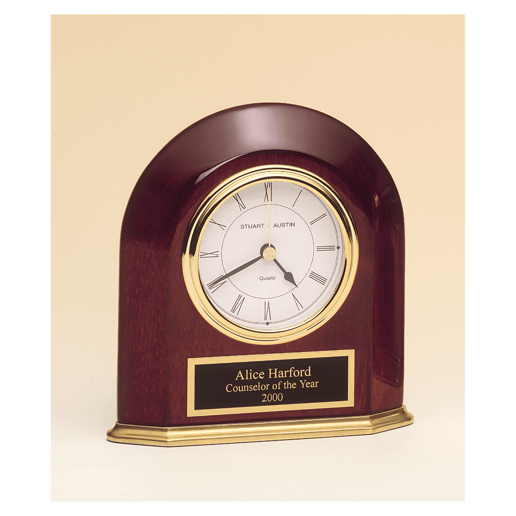Rosewood Piano Finish Arched Table Clock