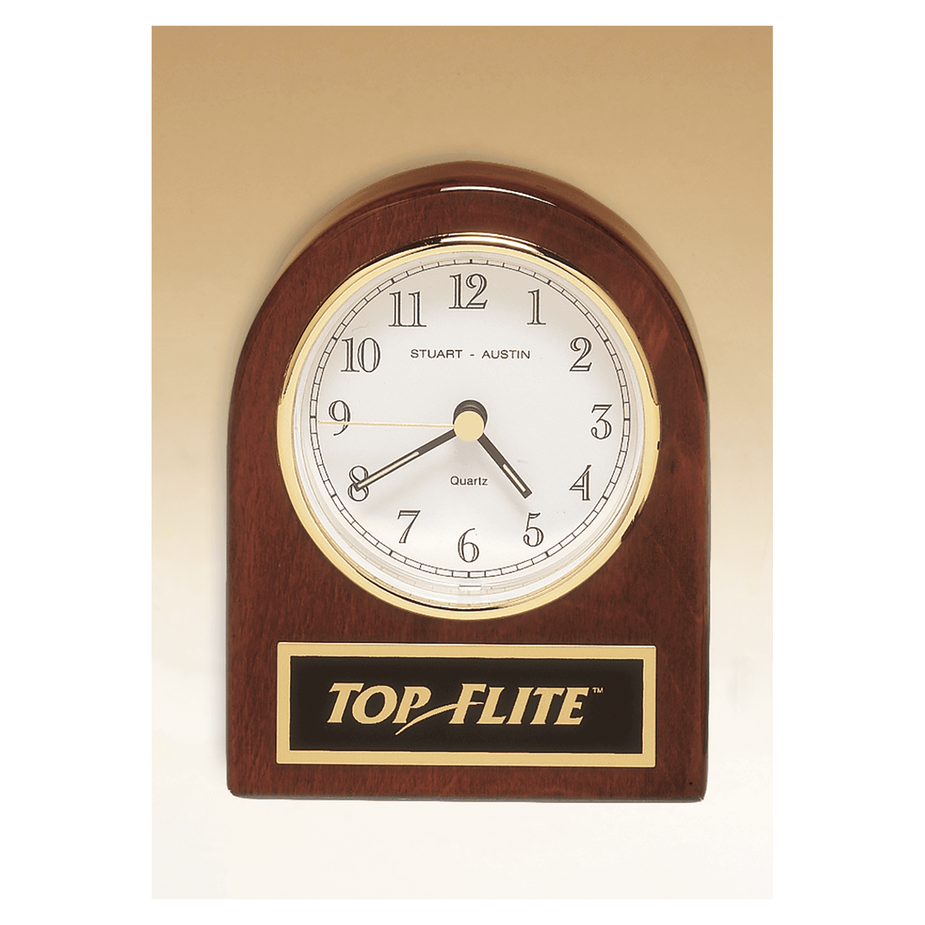 4.25" x 3.5" Rosewood Piano Finish Desk Clock w/Black Plate