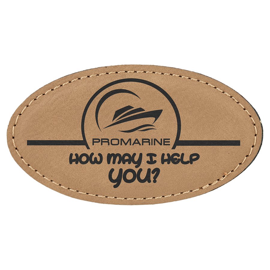 Light Brown Leatherette Oval Badge Blank with Magnet