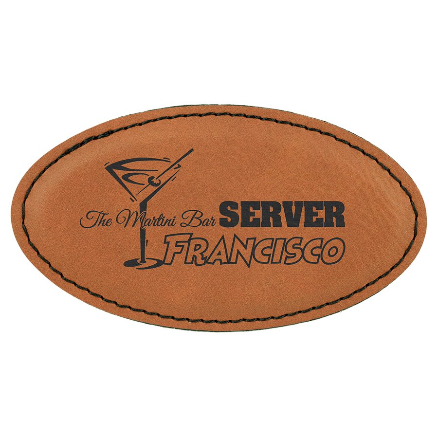 3.25" x 1.75" Rawhide Leatherette Oval Badge Blank w/Magnet