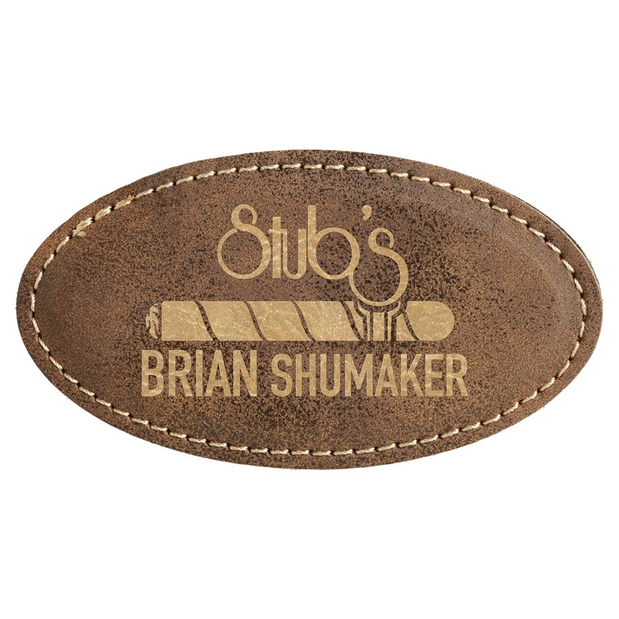 3.25" x 1.75" Rustic/Gold Leatherette Oval Badge