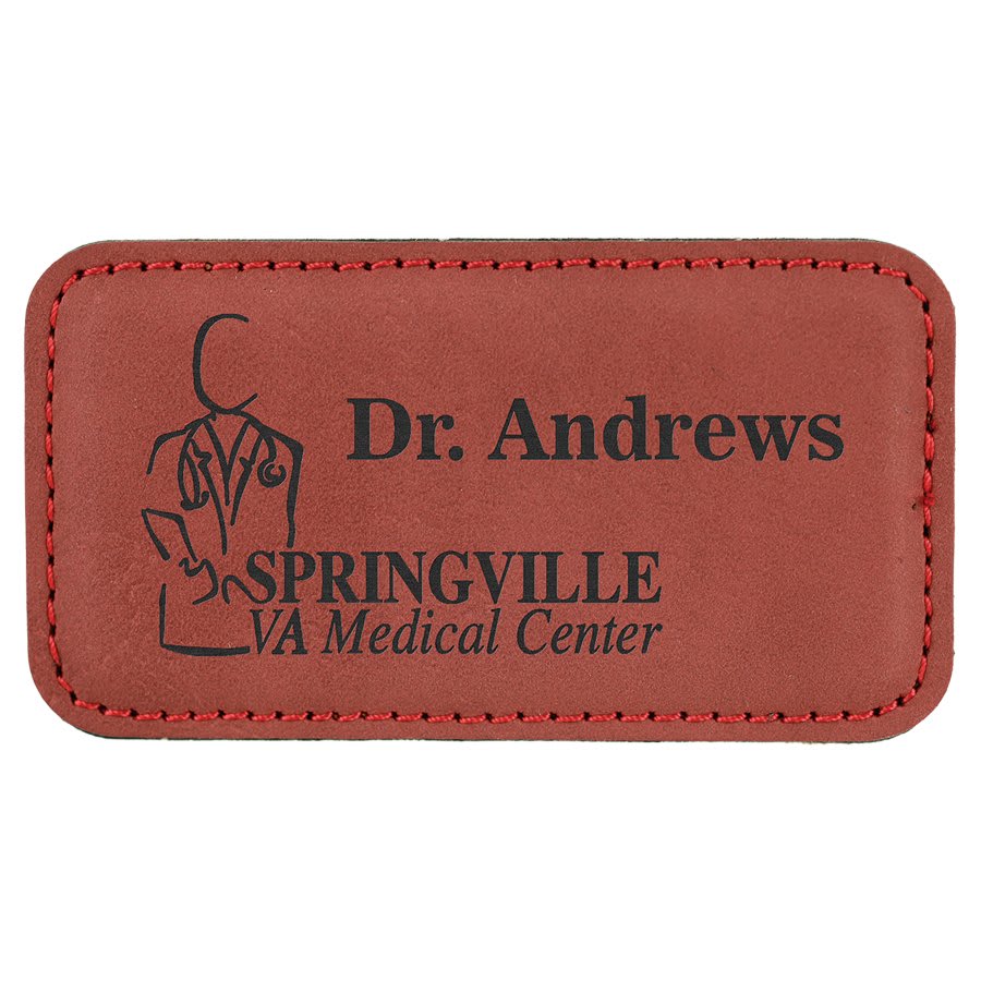 3.25" x 1.75" Rose Leatherette Badge Blank with Magnet