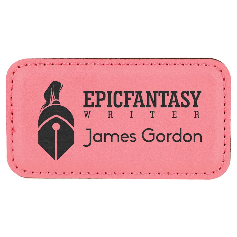 3.25" x 1.75" Pink Leatherette Badge Blank with Magnet