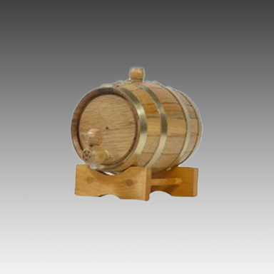 1 Liter Oak Wood Barrel with Brass Hoops