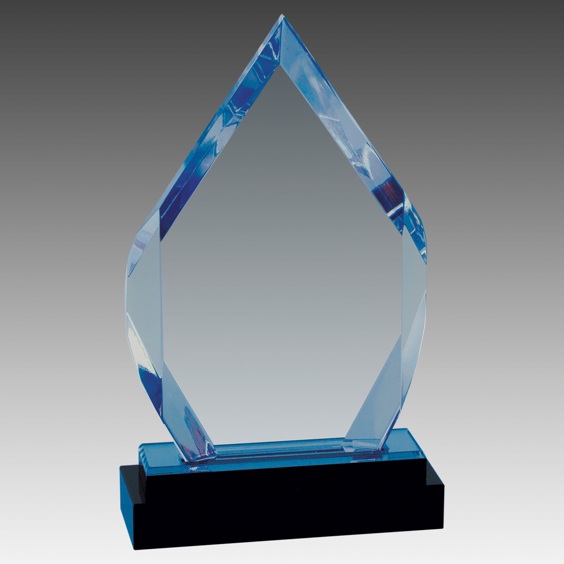 8" Blue Fusion Diamond Impress Acrylic with Black Glass Base