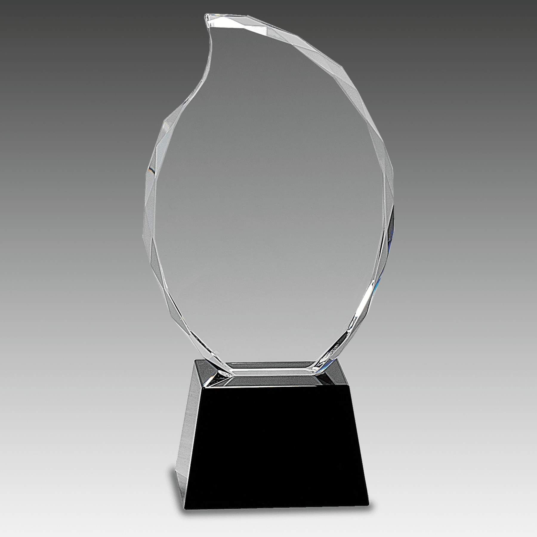 9.25" Clear Crystal Flame on Black Pedestal Base