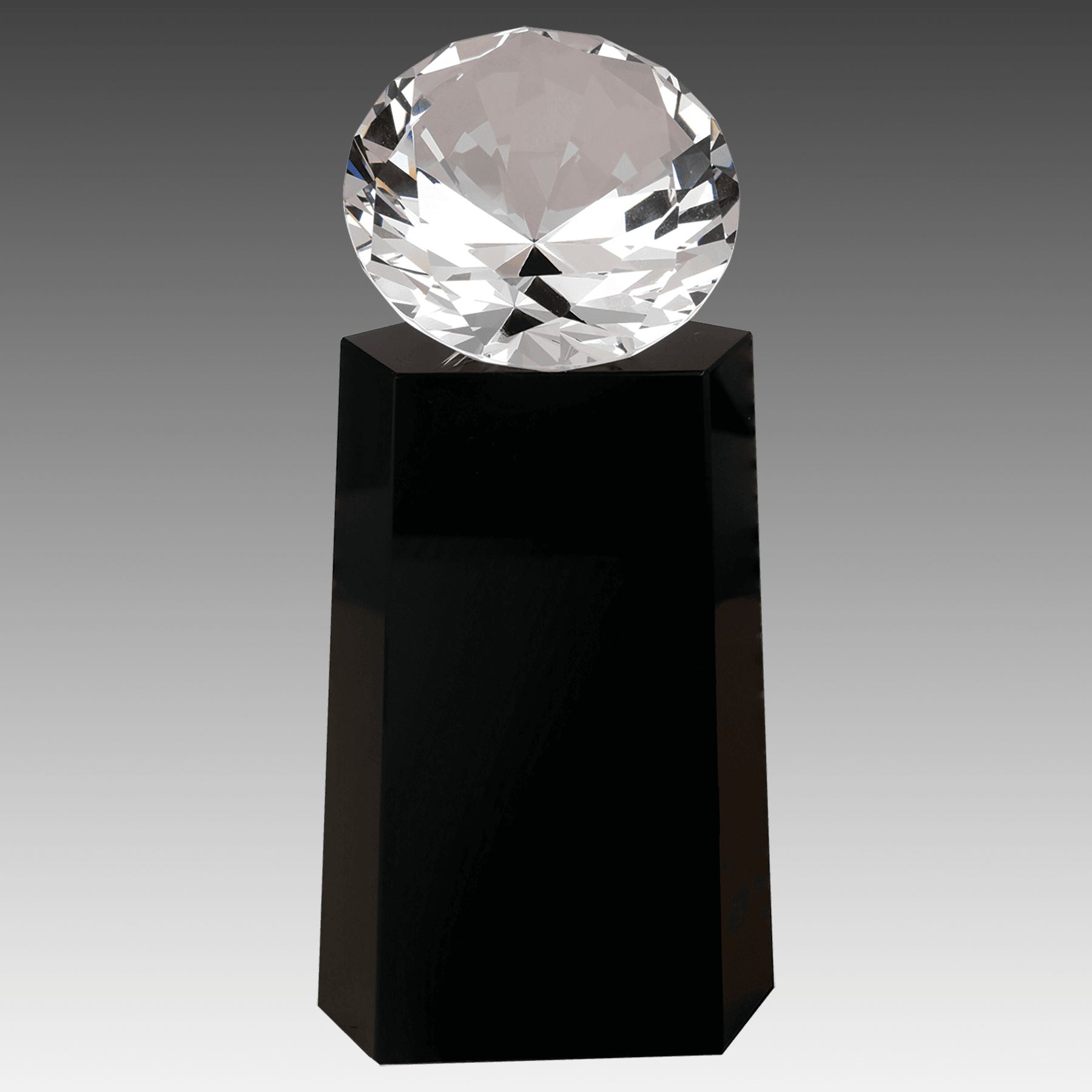 7.75" Crystal Diamond on Black Crystal Pedestal