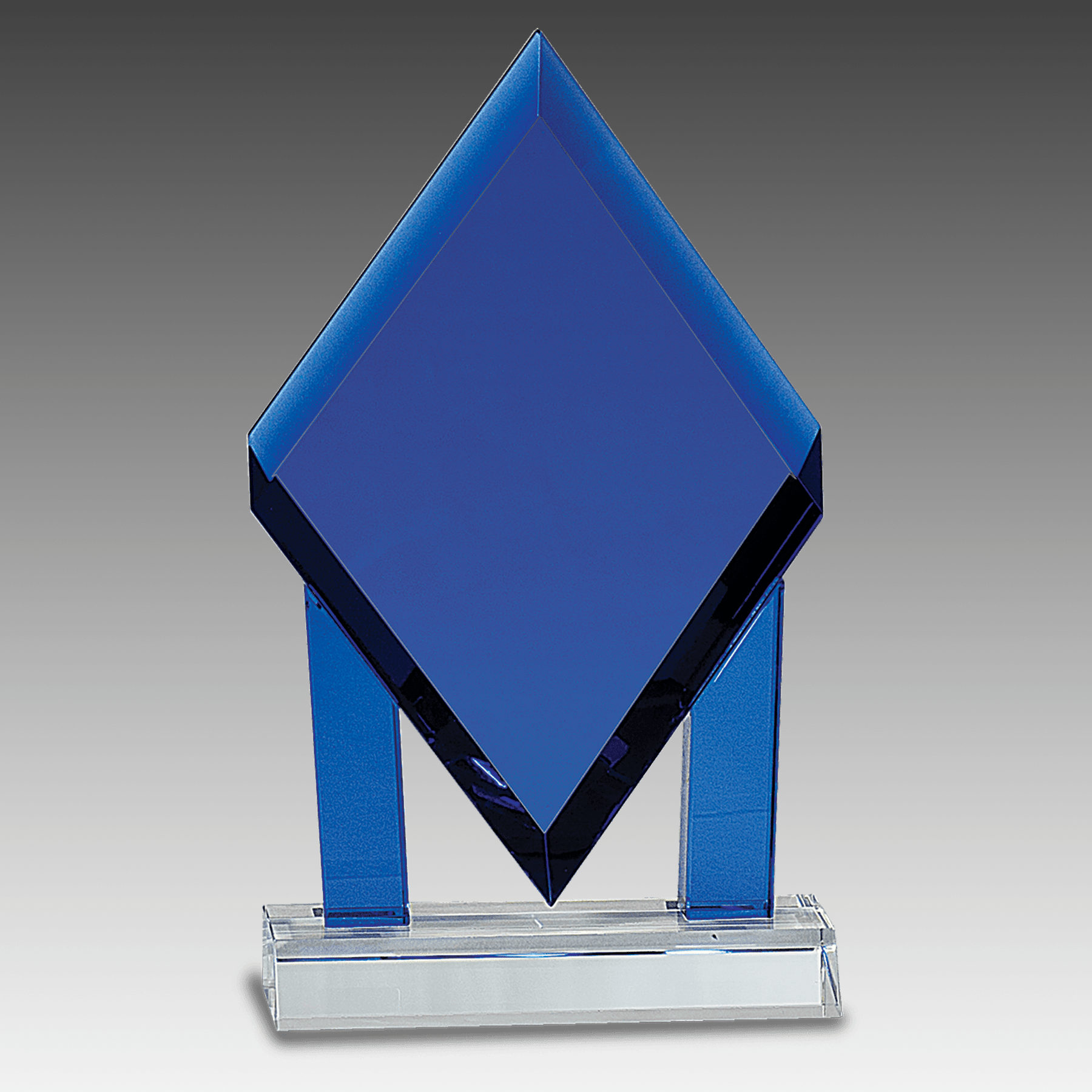 8.75" Blue Crystal Floating Diamond w/Blue Columns on Base