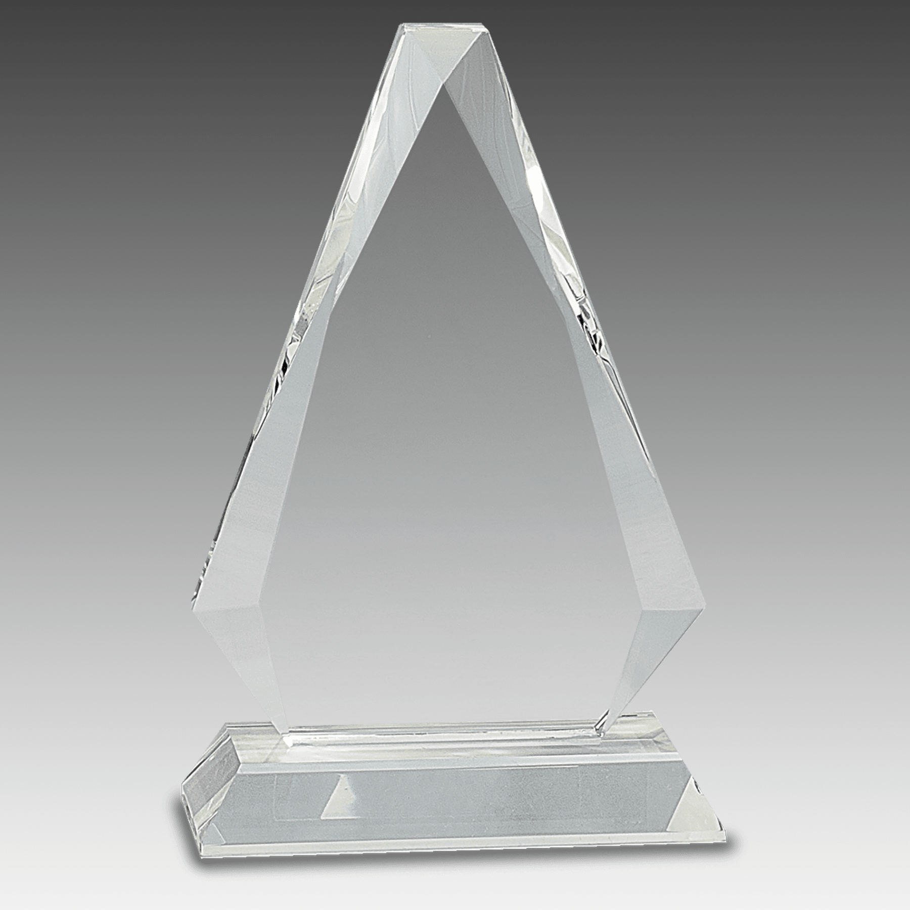 8" Clear Crystal Triangle on Clear Pedestal Base