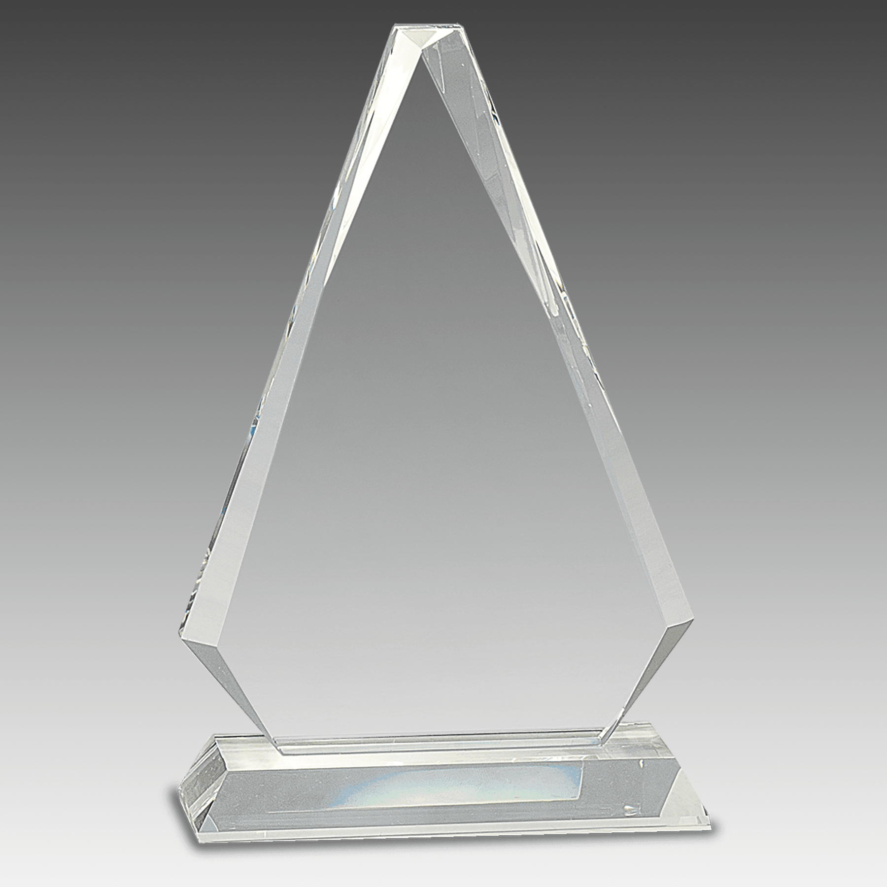 9.25" Clear Crystal Triangle on Clear Pedestal Base