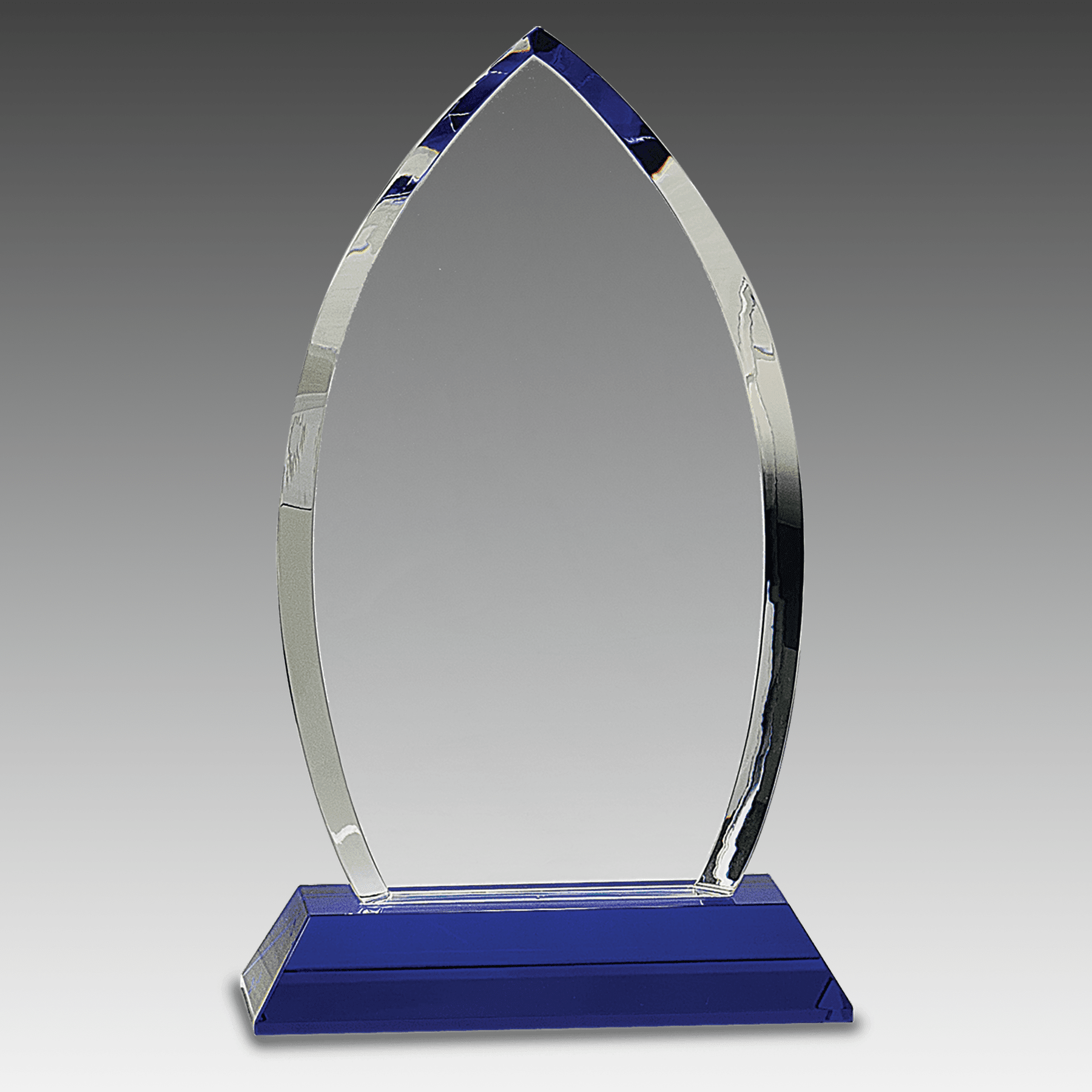 10" Crystal Oval on Blue Pedestal Base