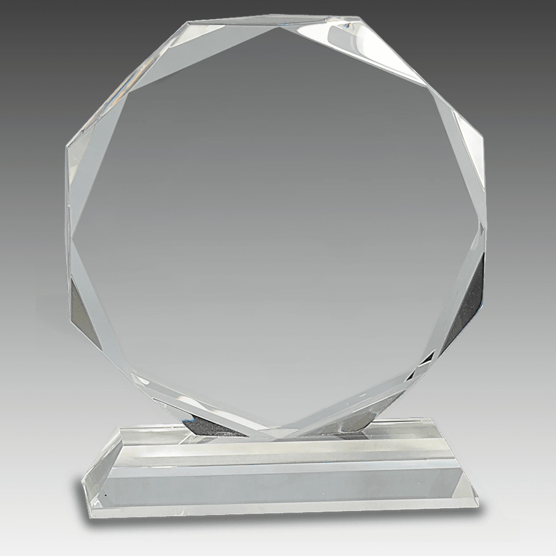 6" Clear Crystal Octagon on Clear Pedestal Base