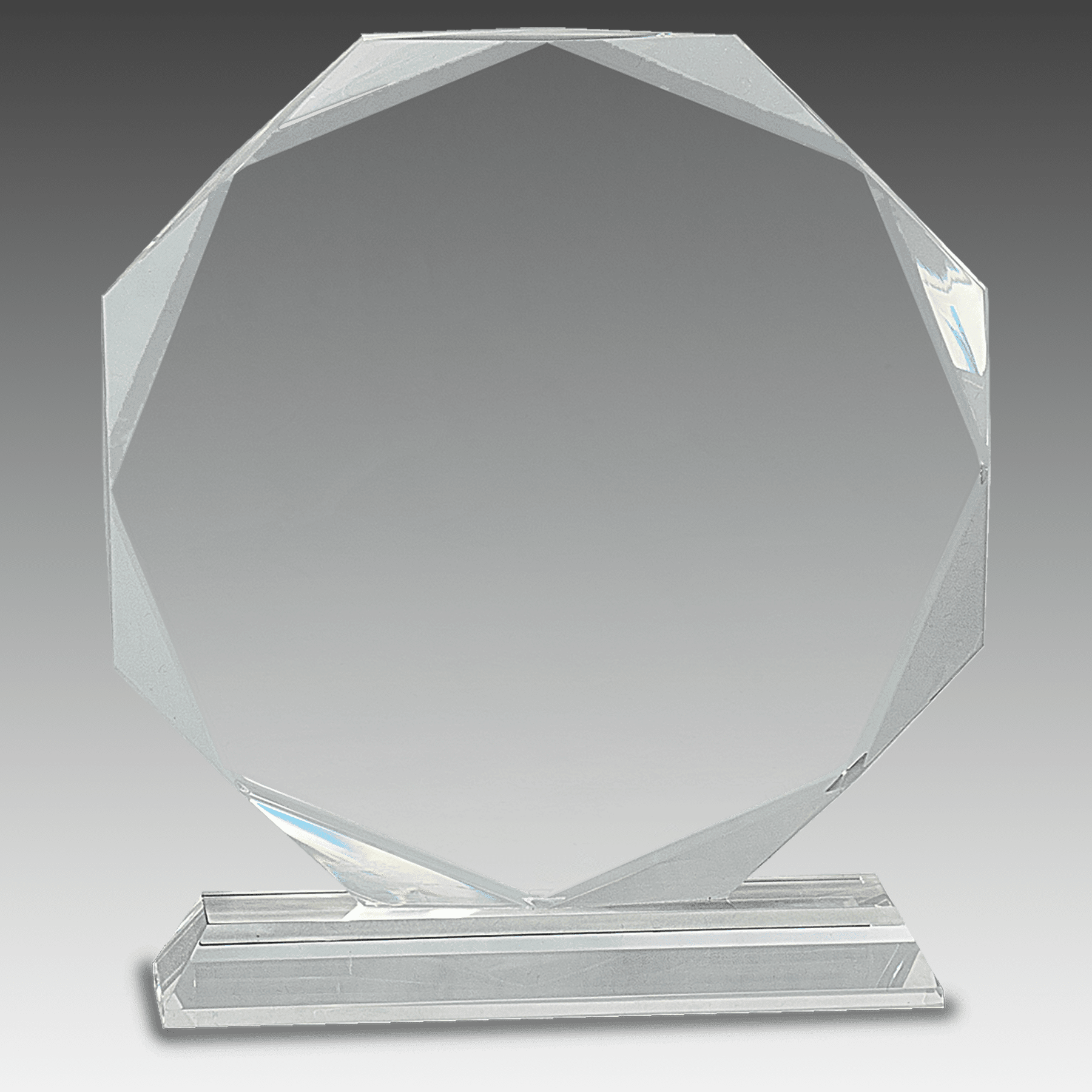 8" Clear Crystal Octagon on Clear Pedestal Base