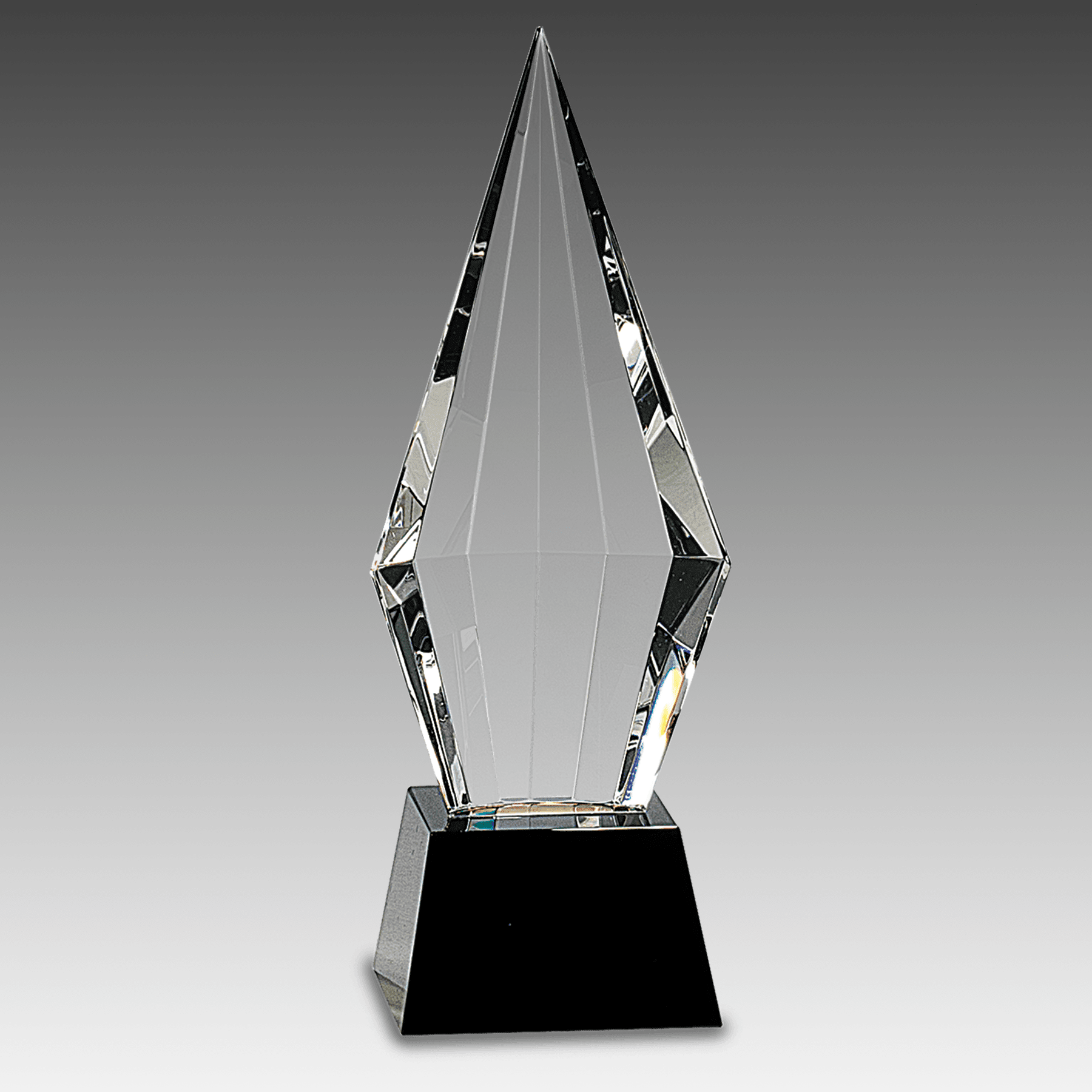 9.5" Obelisk Facet Crystal on Black Pedestal Base