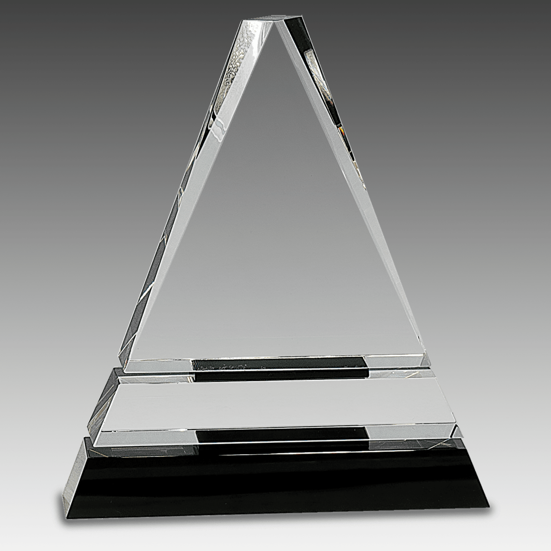 7.75" Clear Crystal Triangle on Black Crystal Pedestal Base