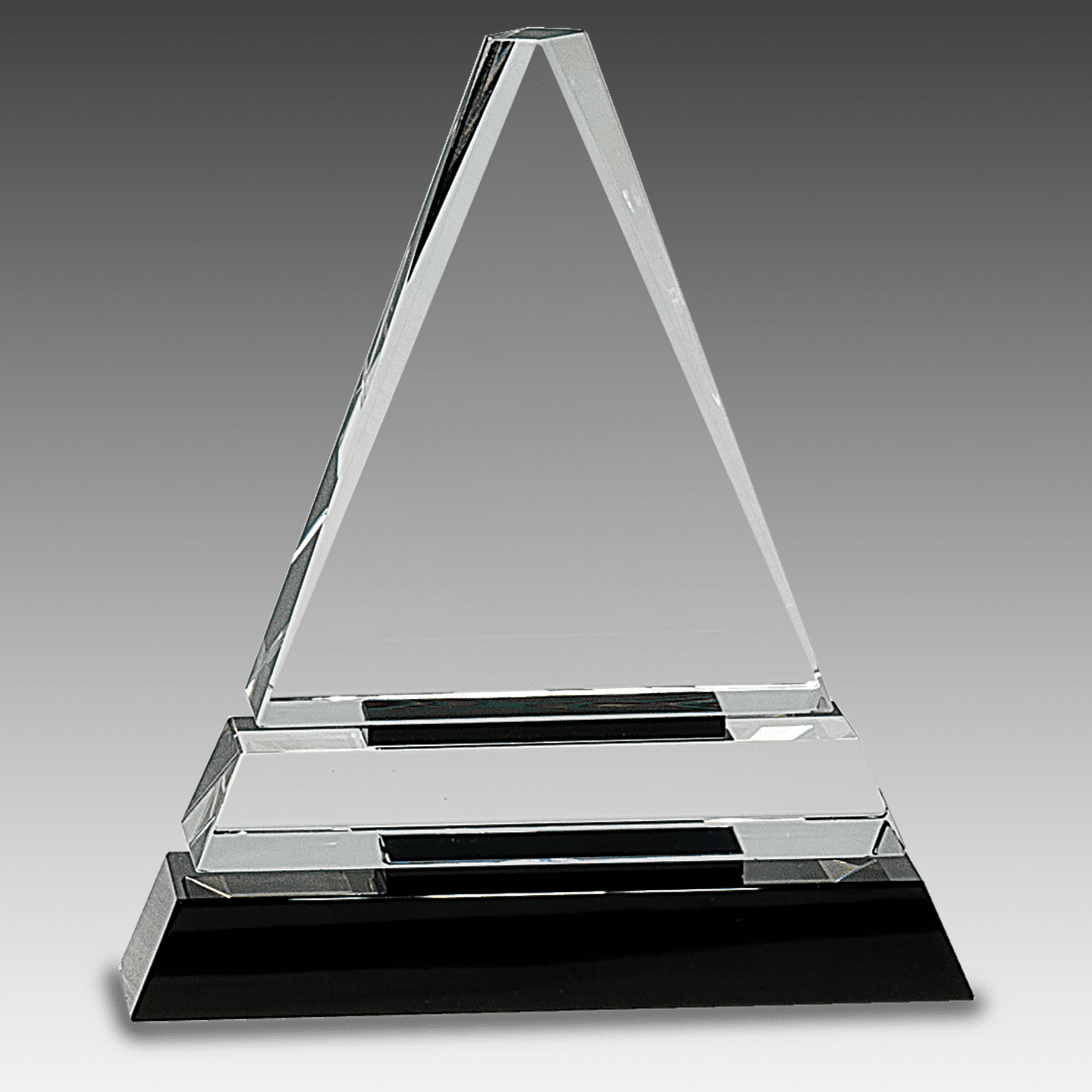 6.5" Clear Crystal Triangle on Black Crystal Pedestal Base