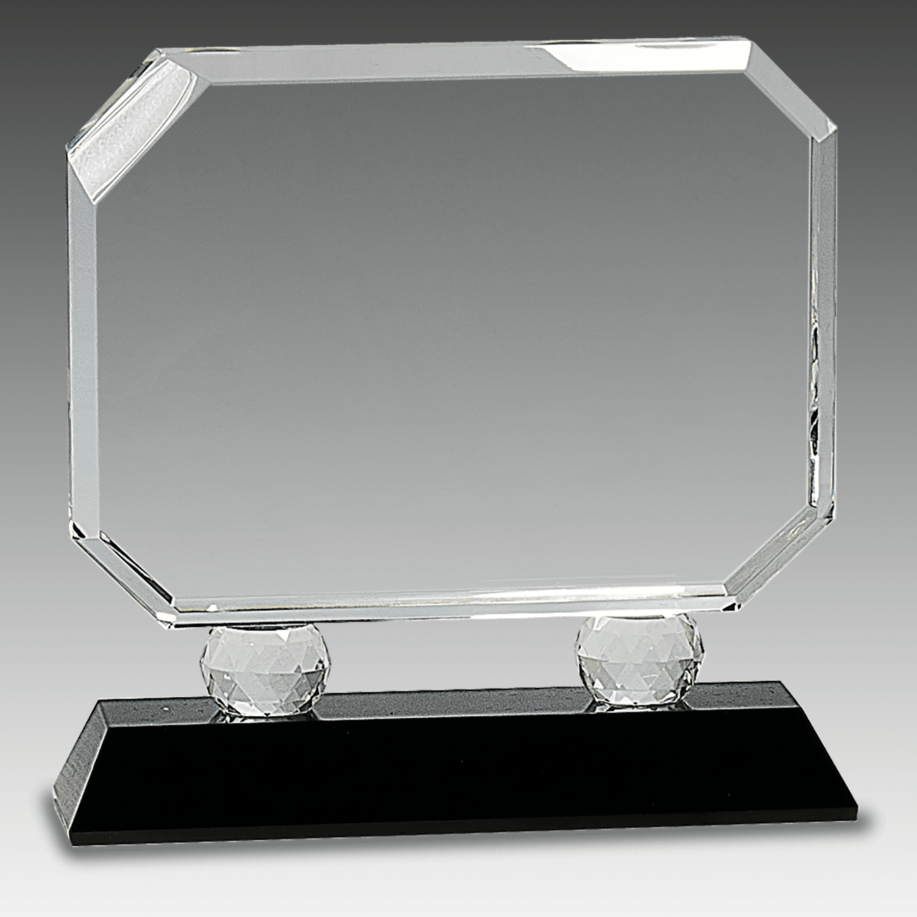 6.75" Rectangle Crystal on Black Pedestal Base