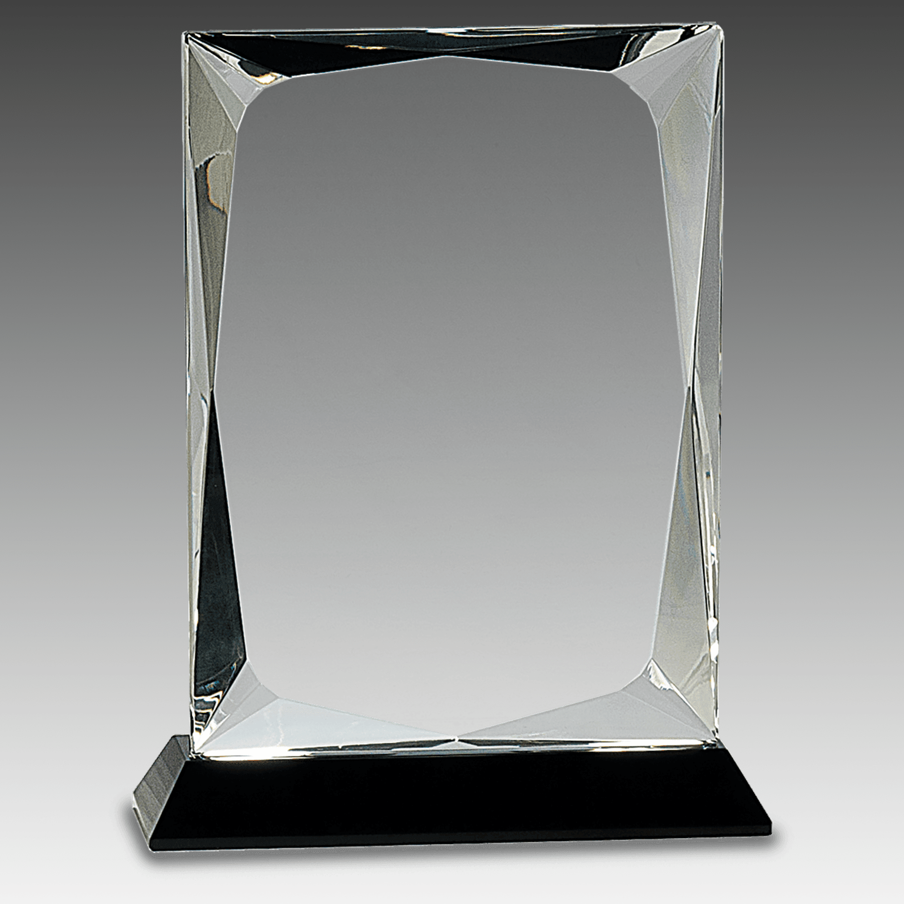 8" Clear Crystal Rectangle on Black Base