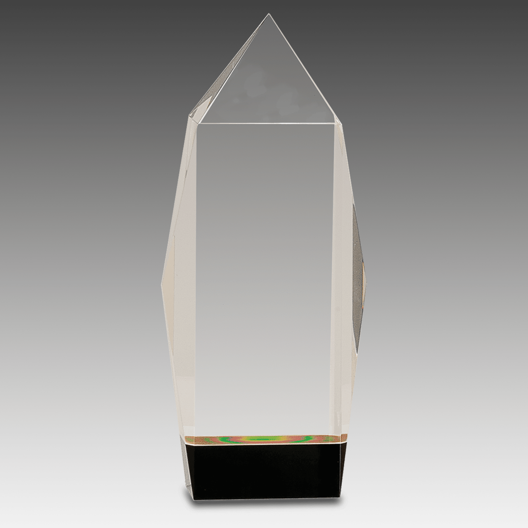 8.75" Clear Crystal Facet Rectangle on Black Base