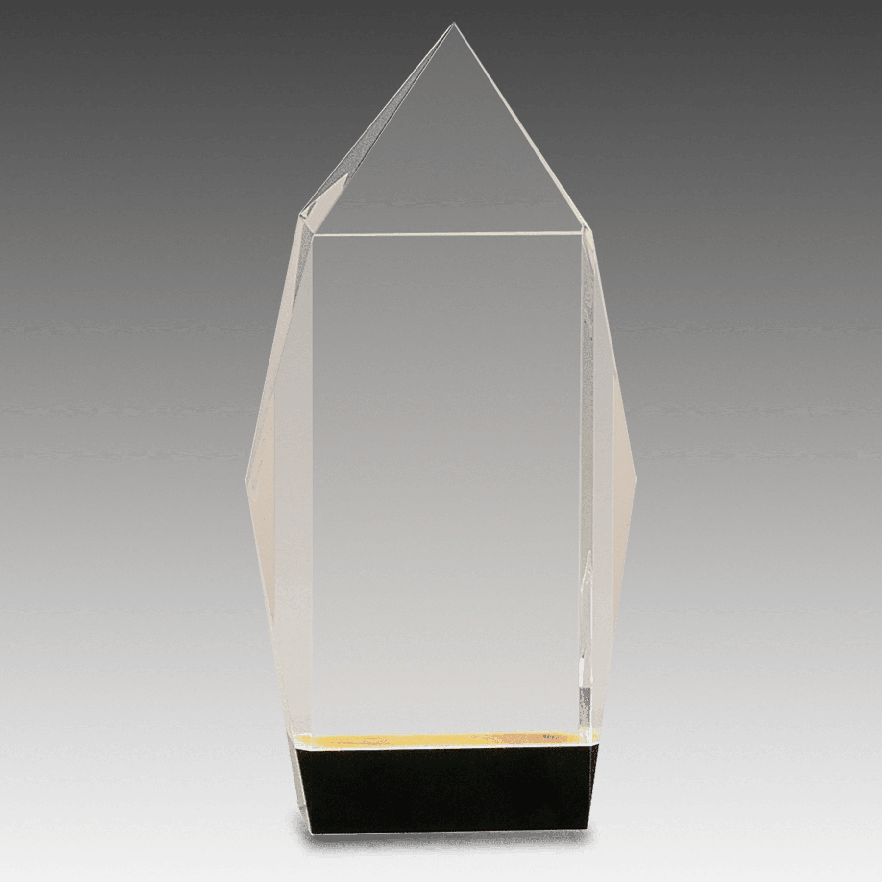 7.5" Clear Crystal Facet Rectangle on Black Base