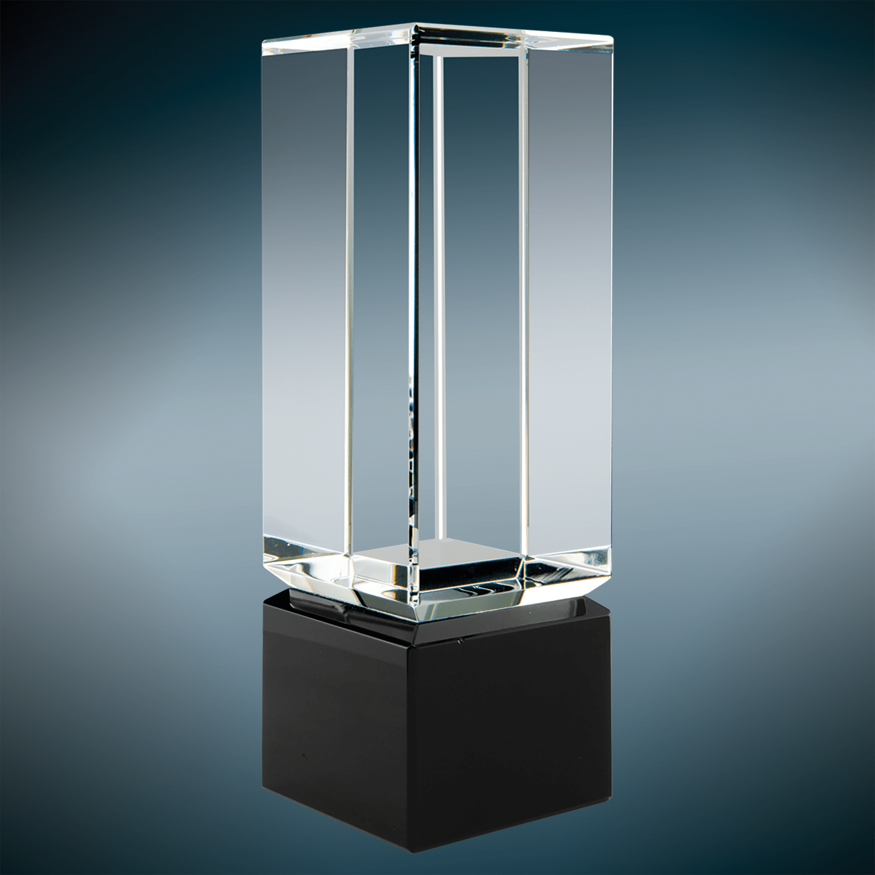 2.25" x 7" Clear Crystal Block on Black Crystal Base