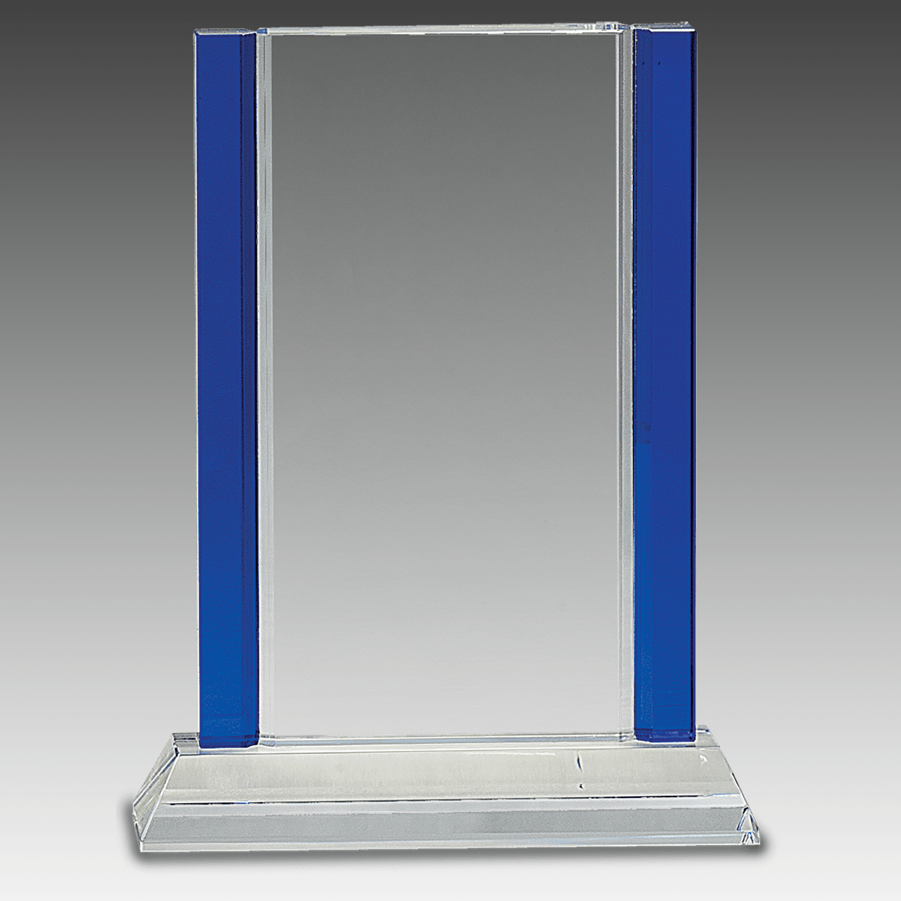 8.5" Blue 2-Edge Crystal on Clear Base