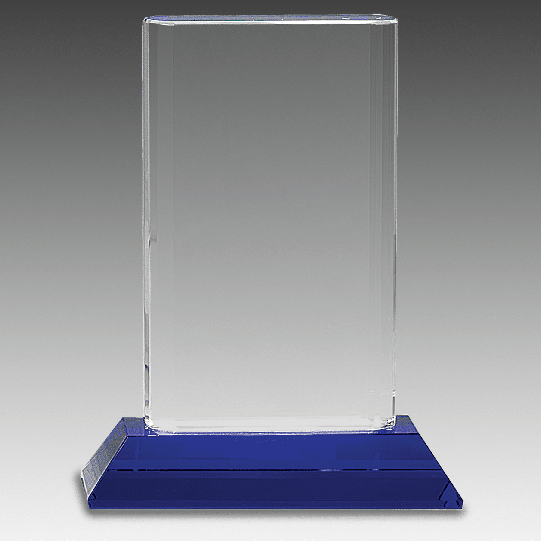 7.75" Crystal Cylinder on Blue Pedestal Base