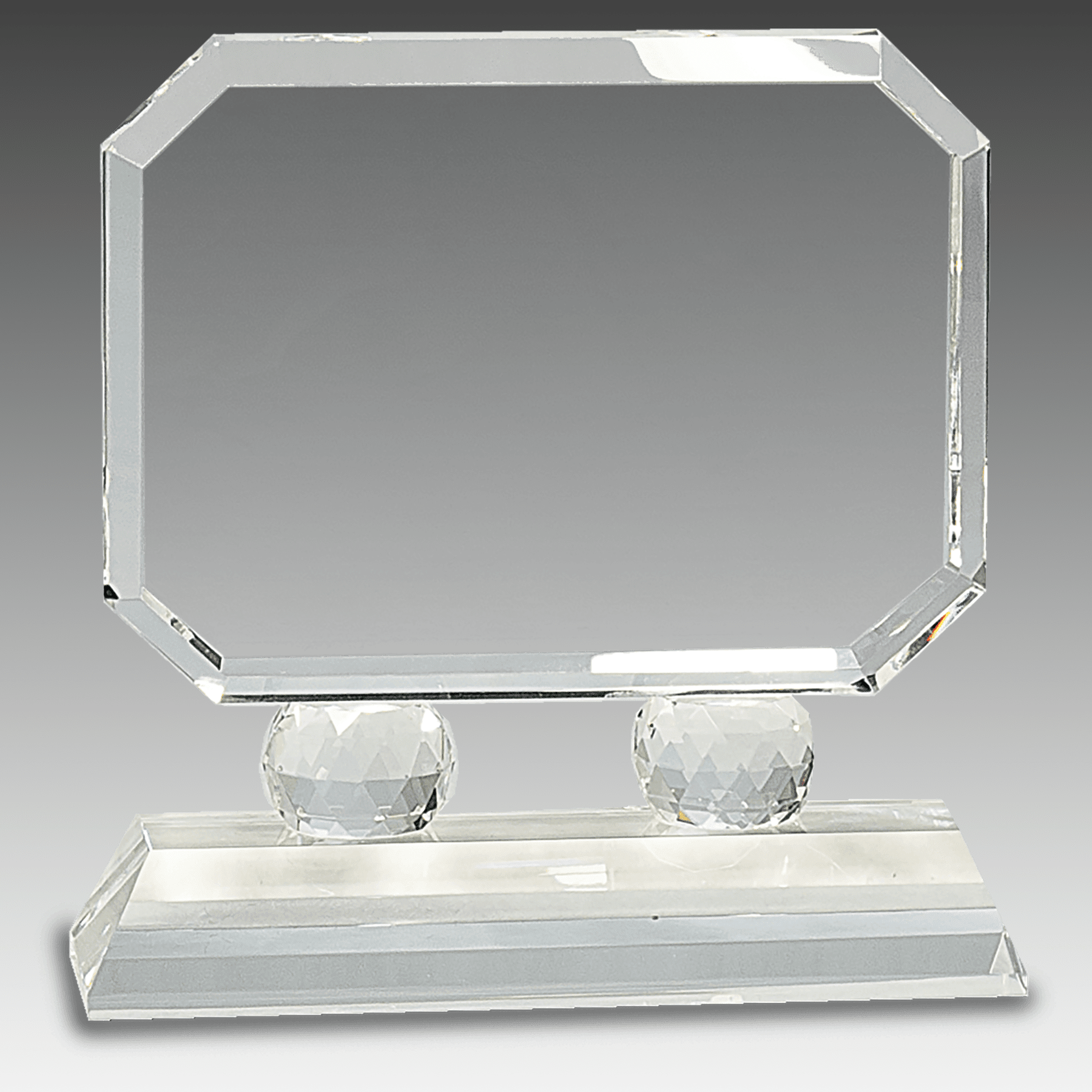 6" Rectangle Crystal on Clear Pedestal Base