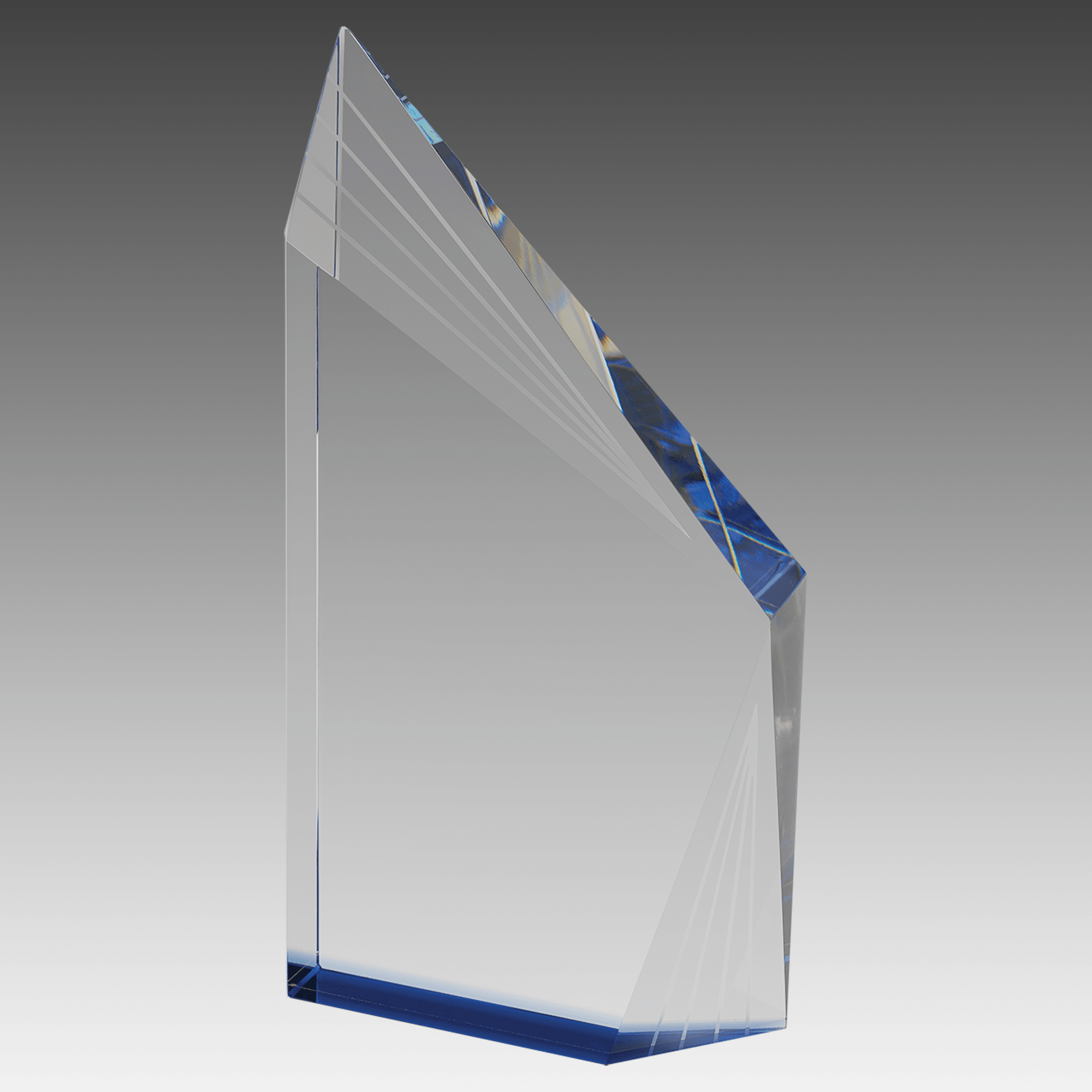 9" Crystal Beveled Peak with Blue Bottom