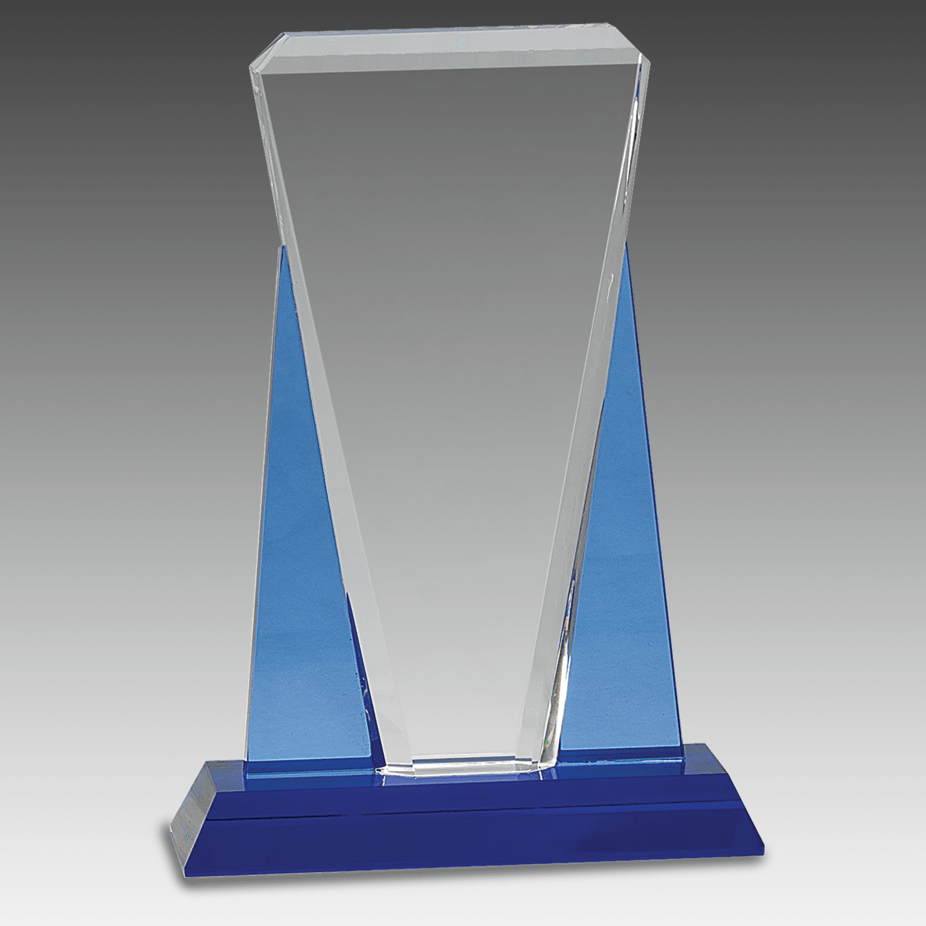 7" x 10" Blue/Clear Wedge Crystal on Blue Pedestal Base