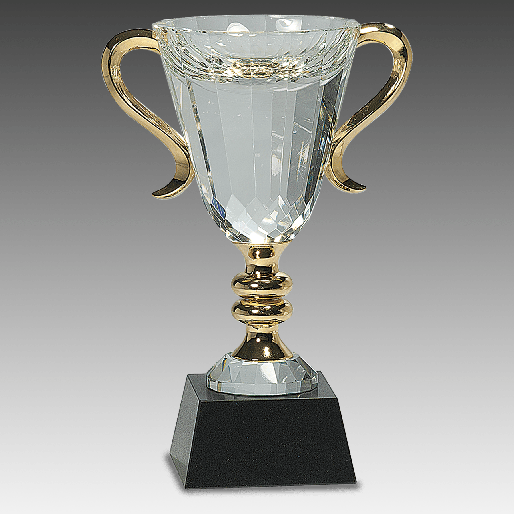 8.5" Crystal Cup with Gold Handles and Stem