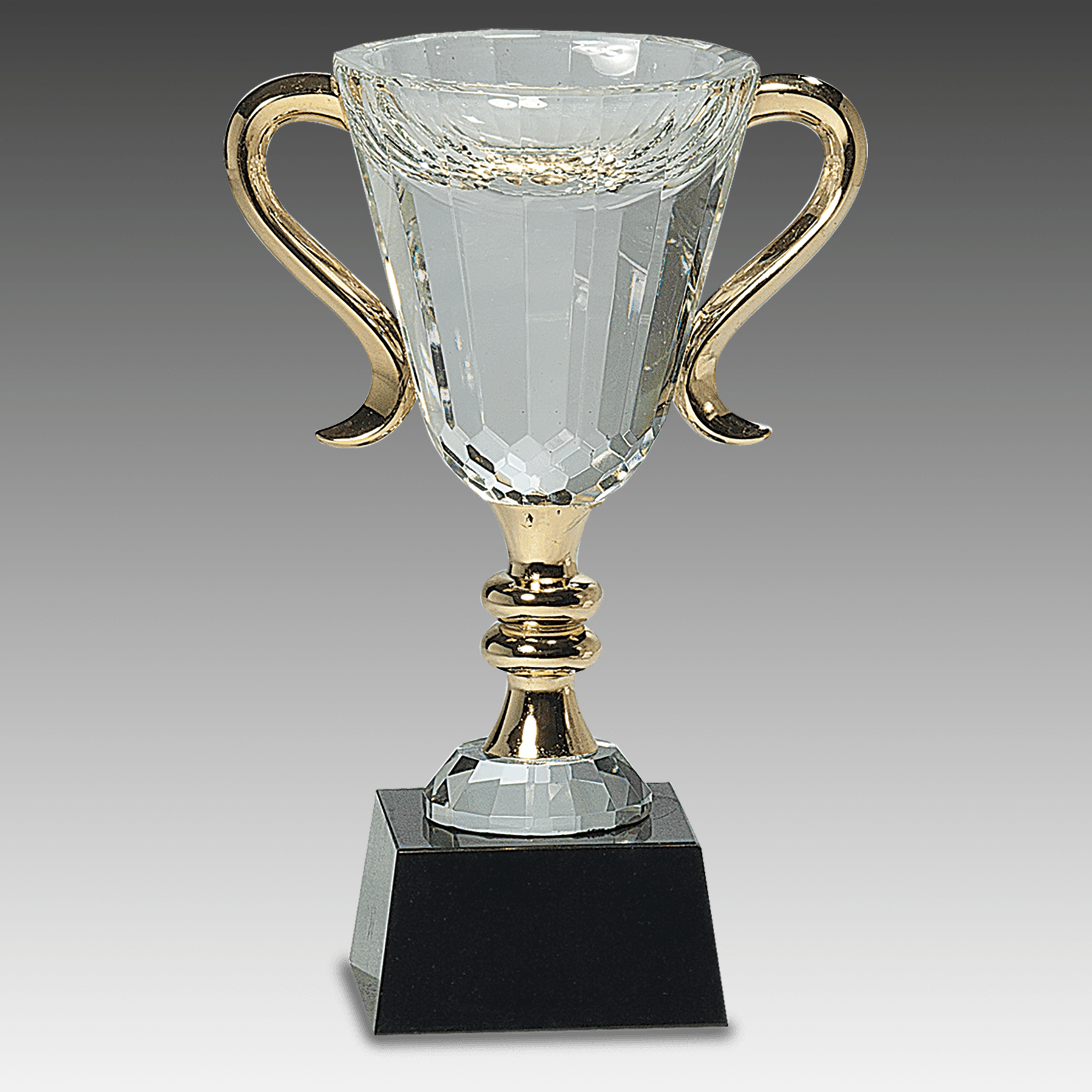 7.25" Crystal Cup with Gold Handles and Stem