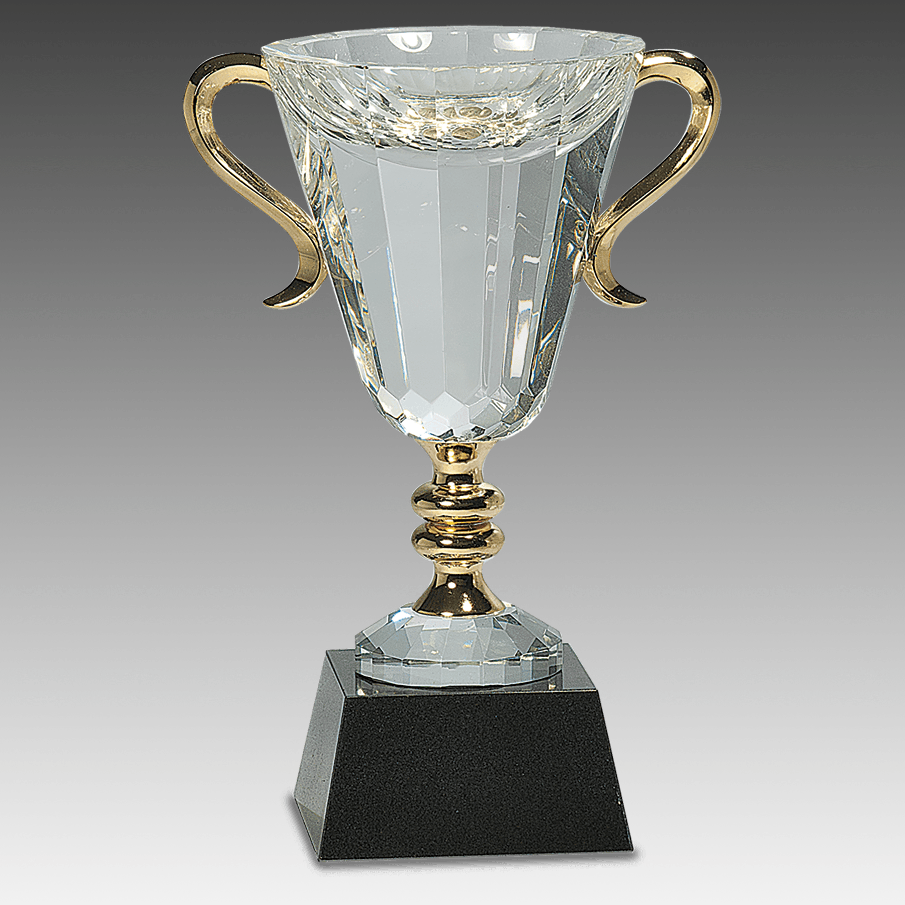 10" Crystal Cup with Gold Handles and Stem